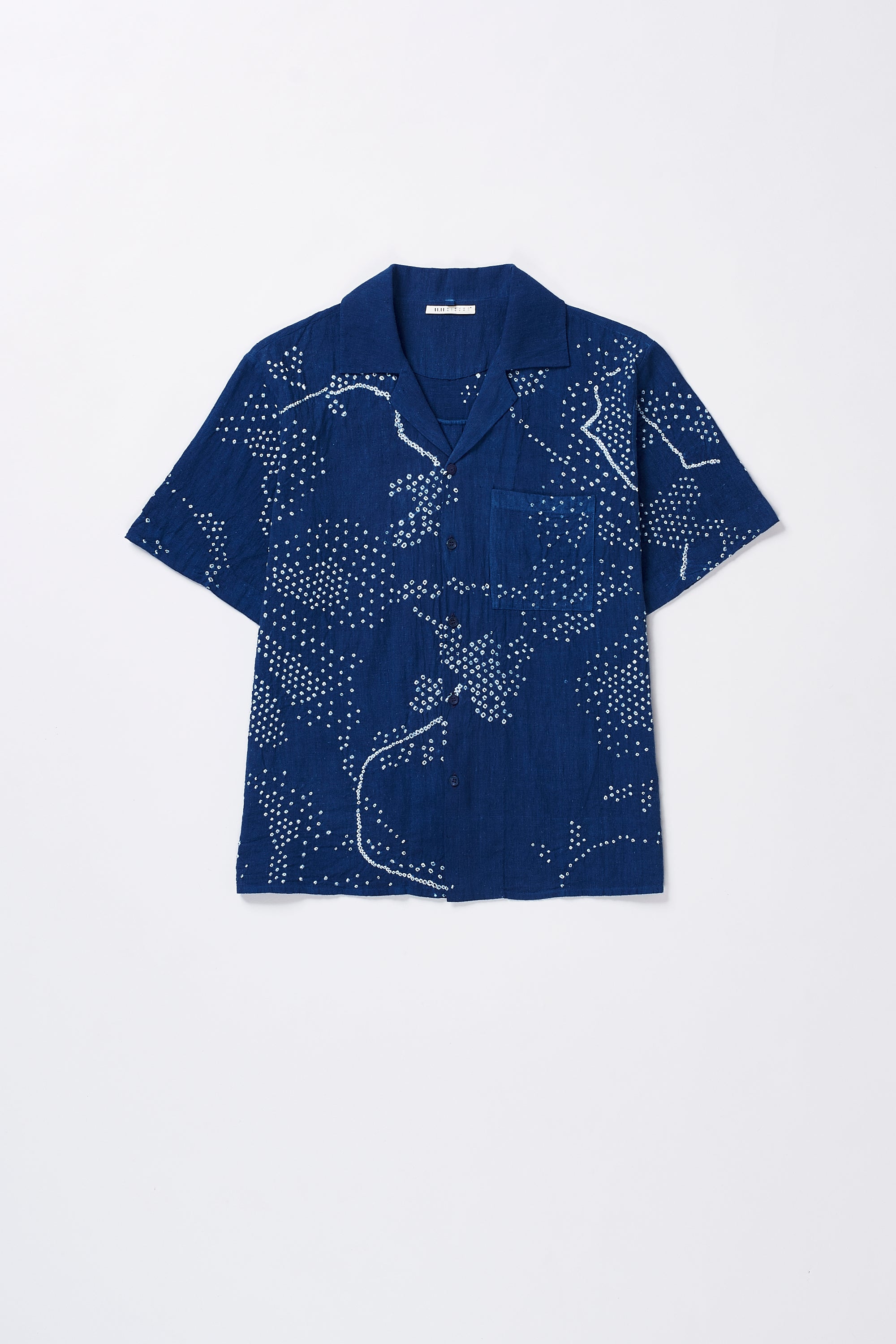 MEDIUM INDIGO BANDHANI ORGANIC COTTON SHIRT