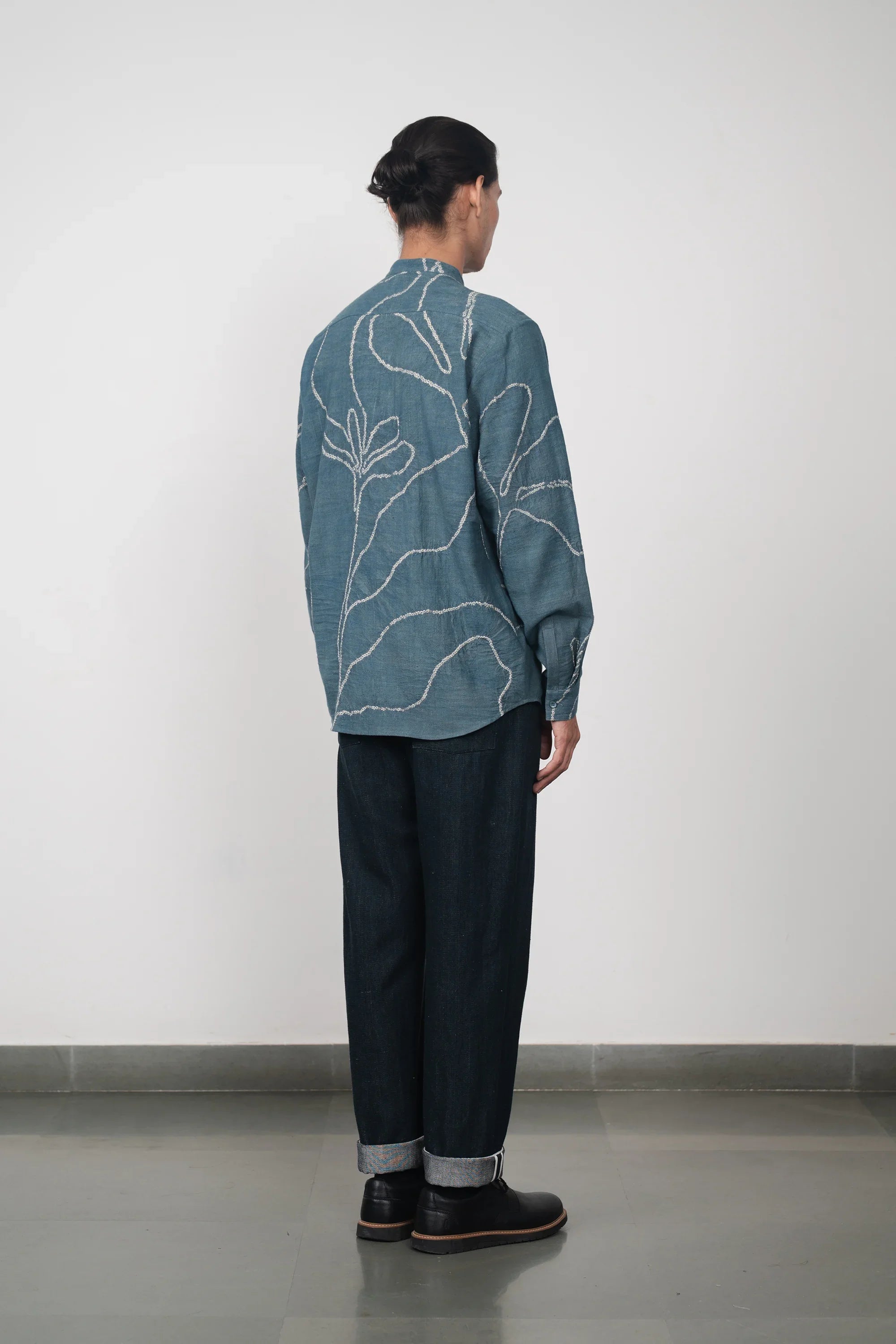 Handspun Cotton Mens Shirt with Sargam Bandhani