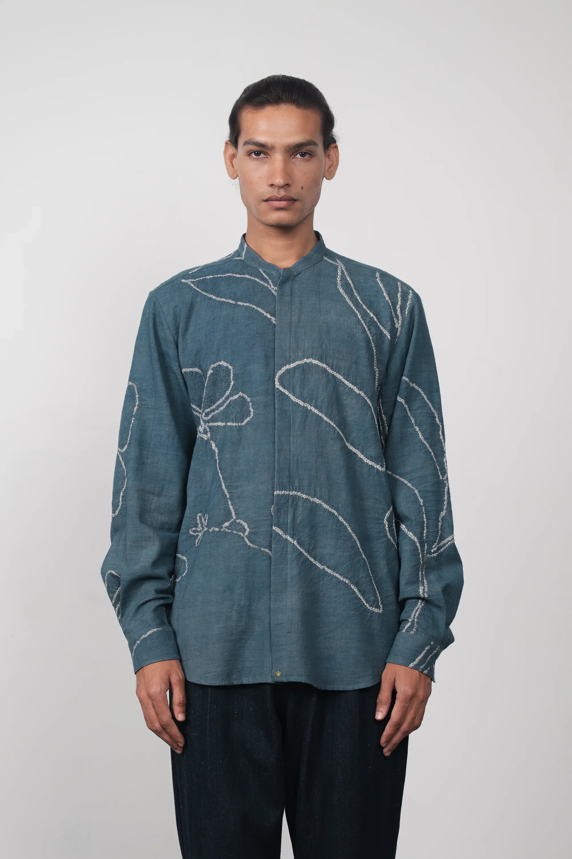 Handspun Cotton Mens Shirt with Sargam Bandhani