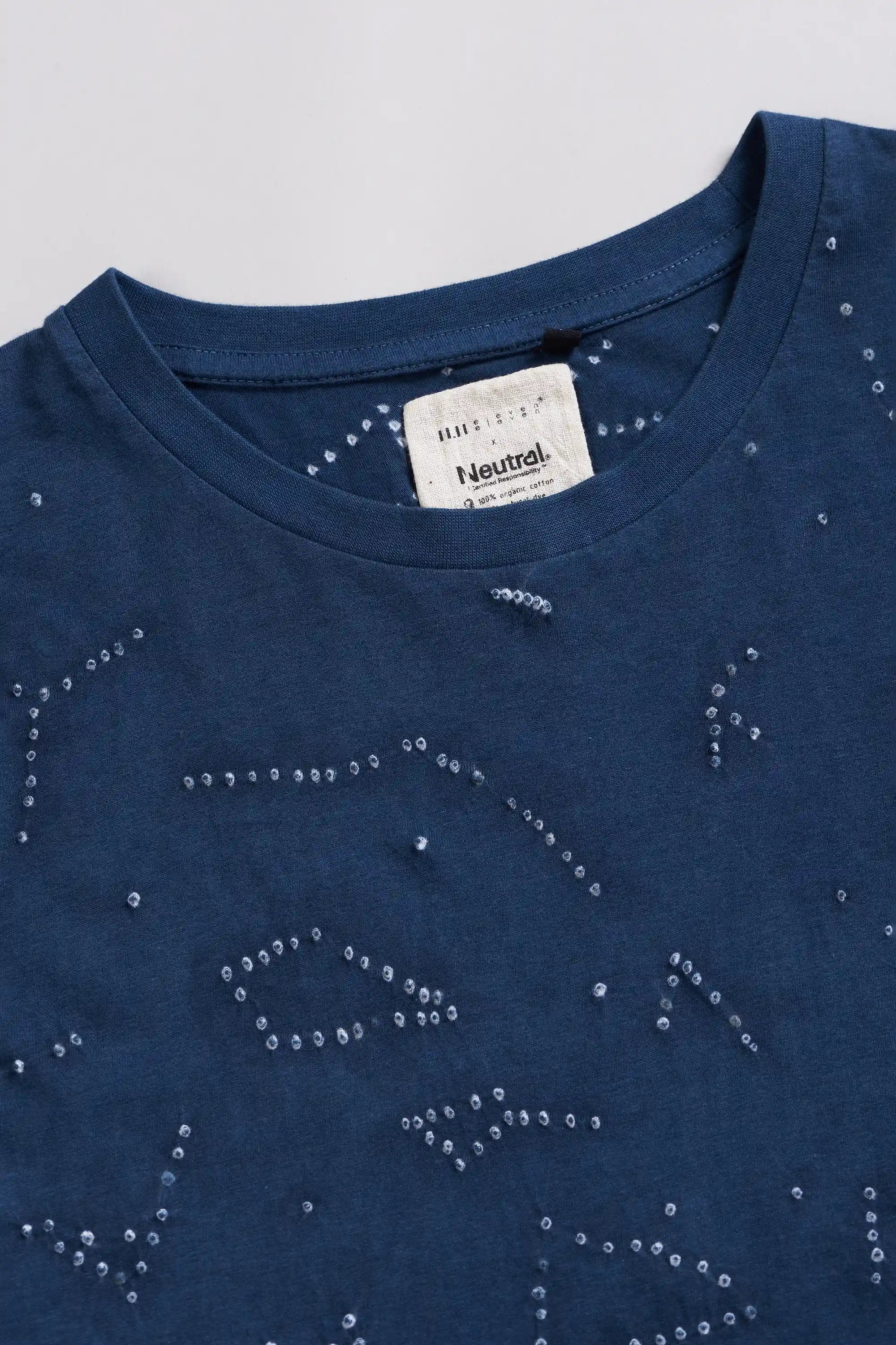 Cotton Bandhani T-Shirt in Space Blue
