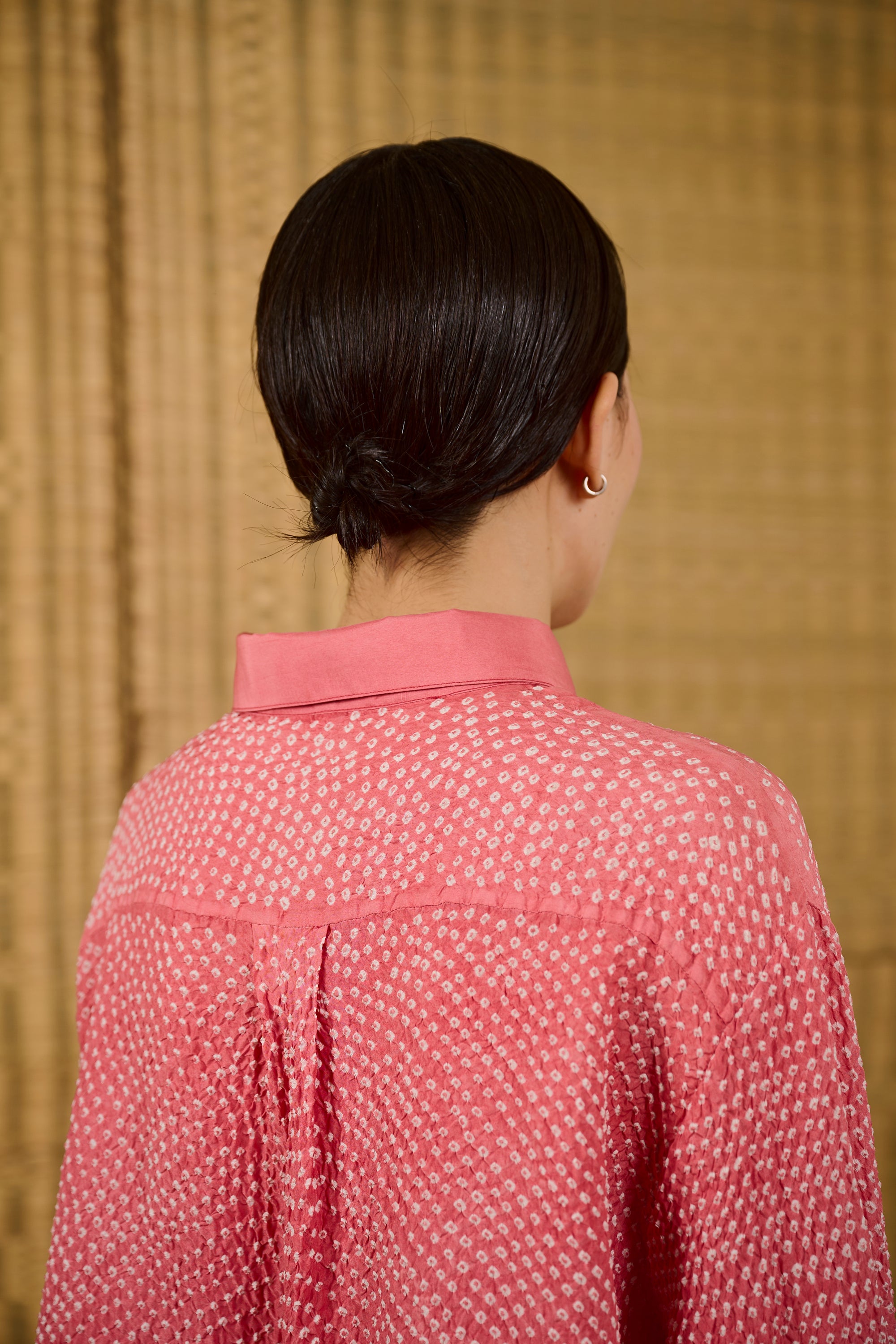 PINK WOOD DYED SILK BANDHANI SHIRT