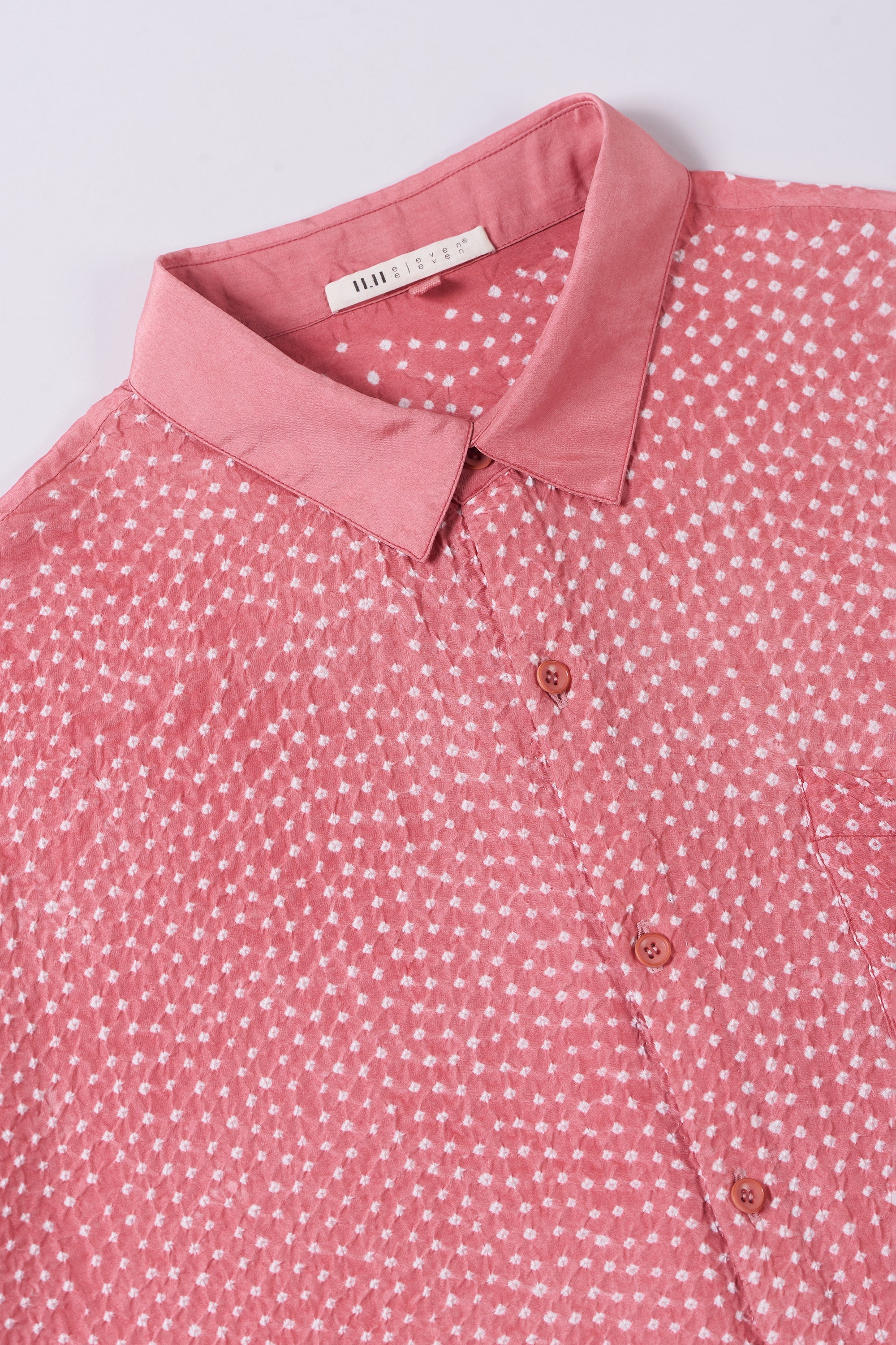 PINK WOOD DYED SILK BANDHANI SHIRT