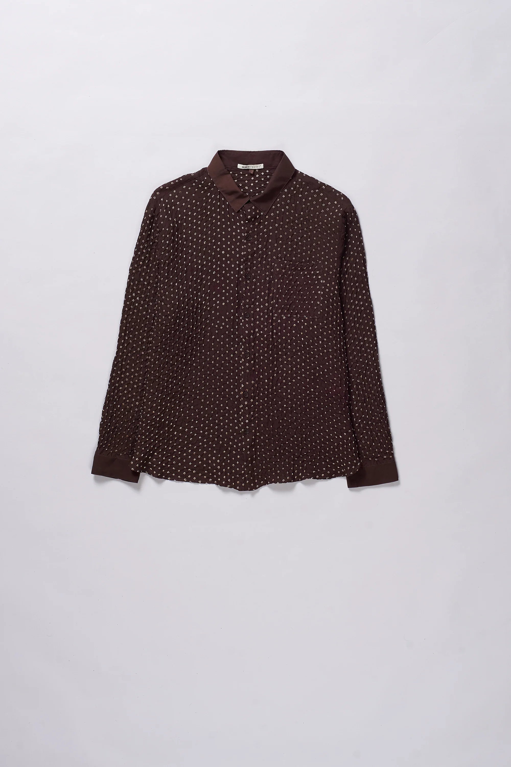burnt umber silk bandhani shirt