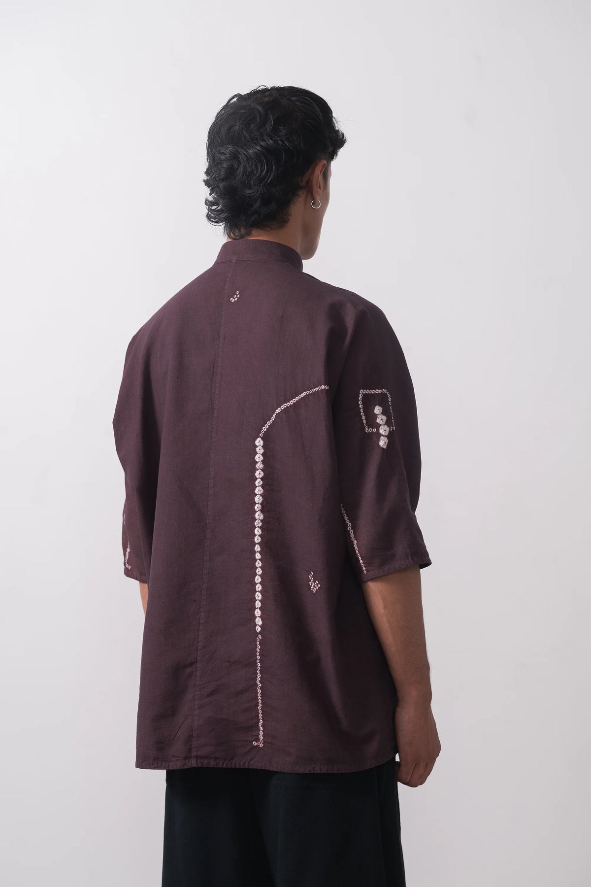 Bandhani Macca Shirt in Purple Red