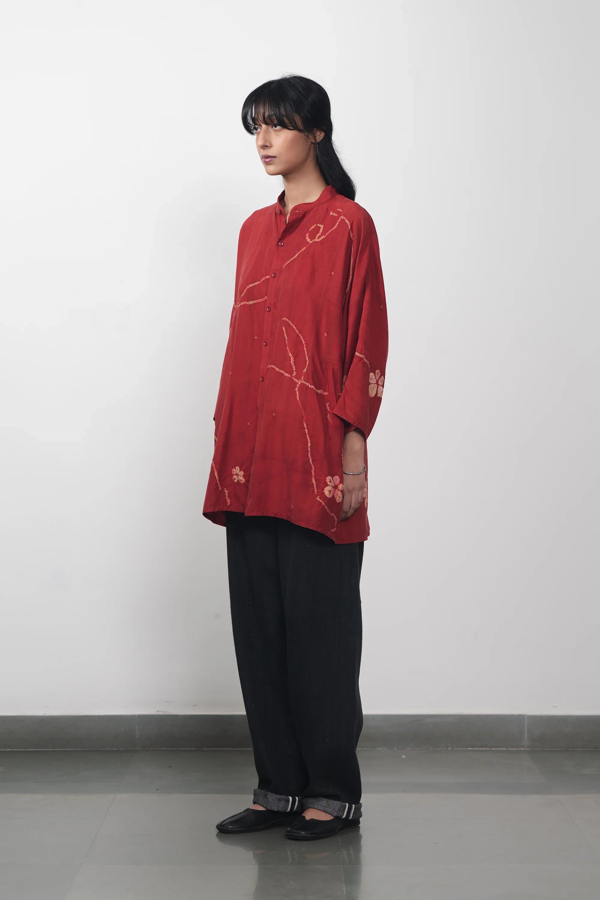 Kimono Sleeve Red Shirt