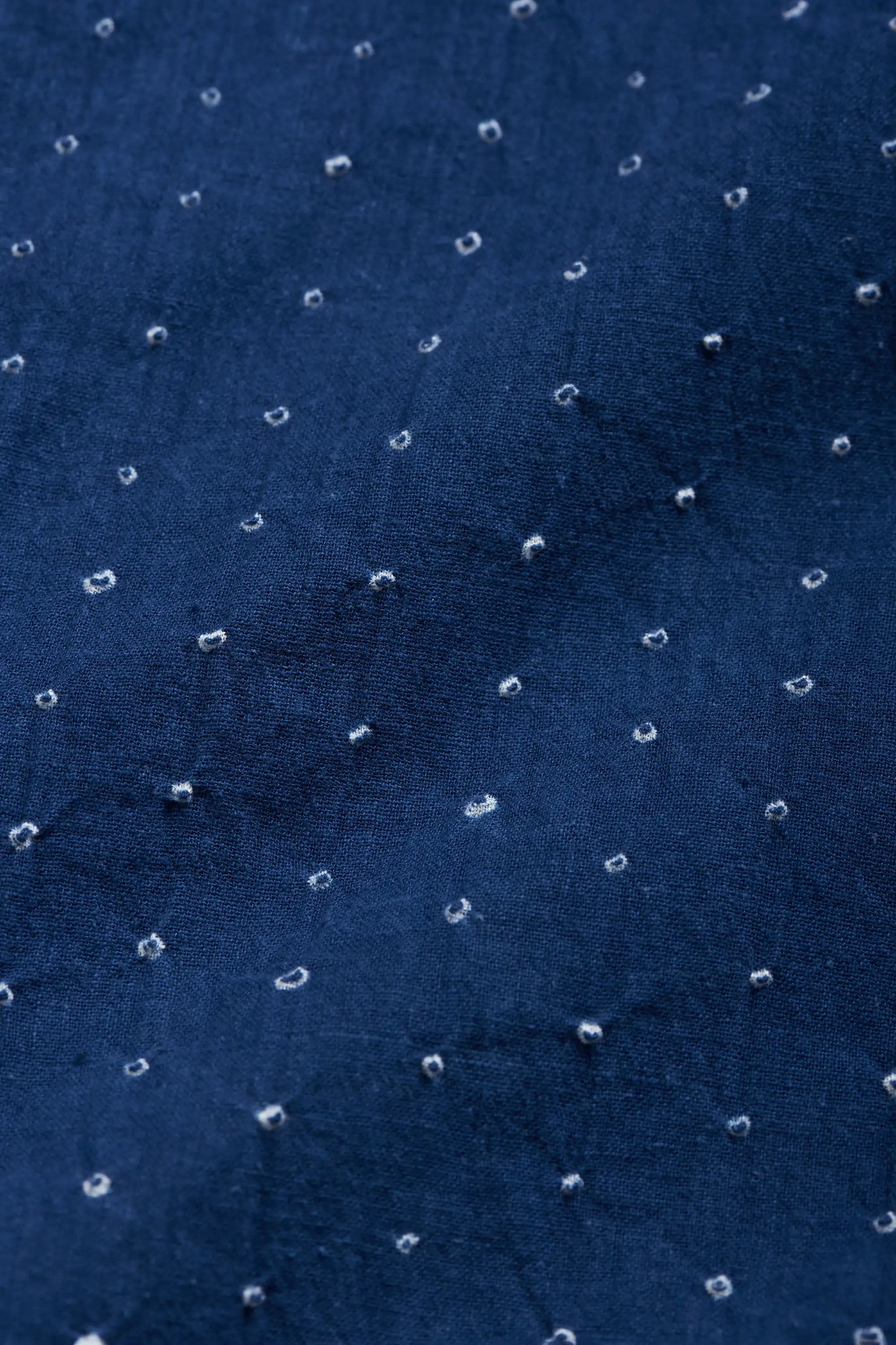 Close-up of medium indigo fabric.