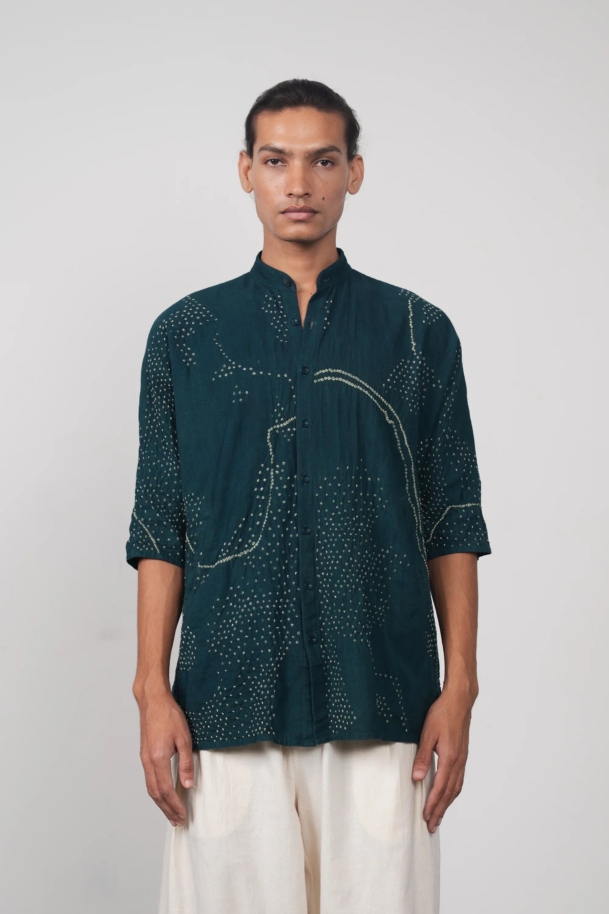 Kimono Sleeve Bottle Green Shirt