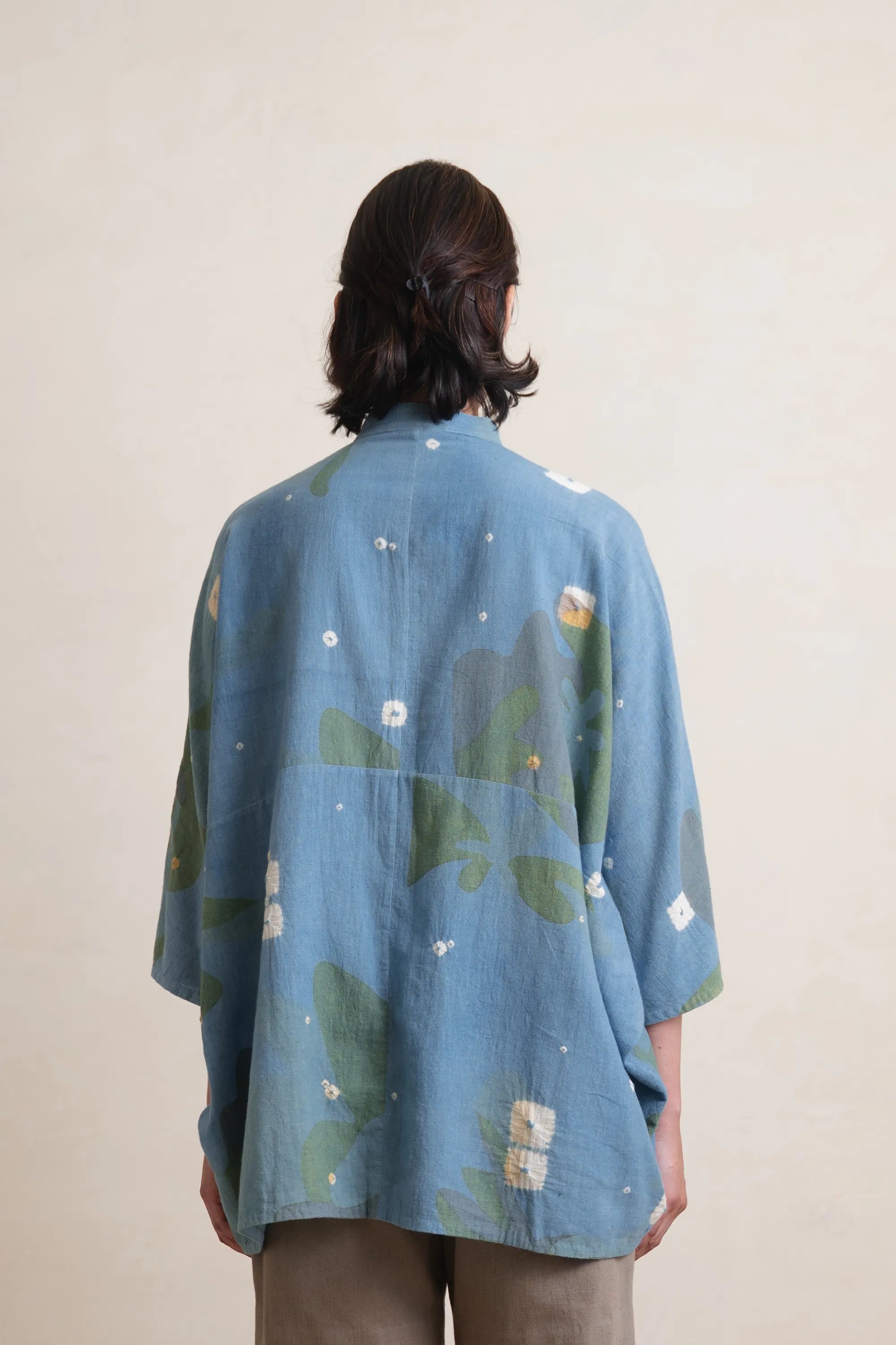 Shibori-Bandhani Shirt in Sky Indigo