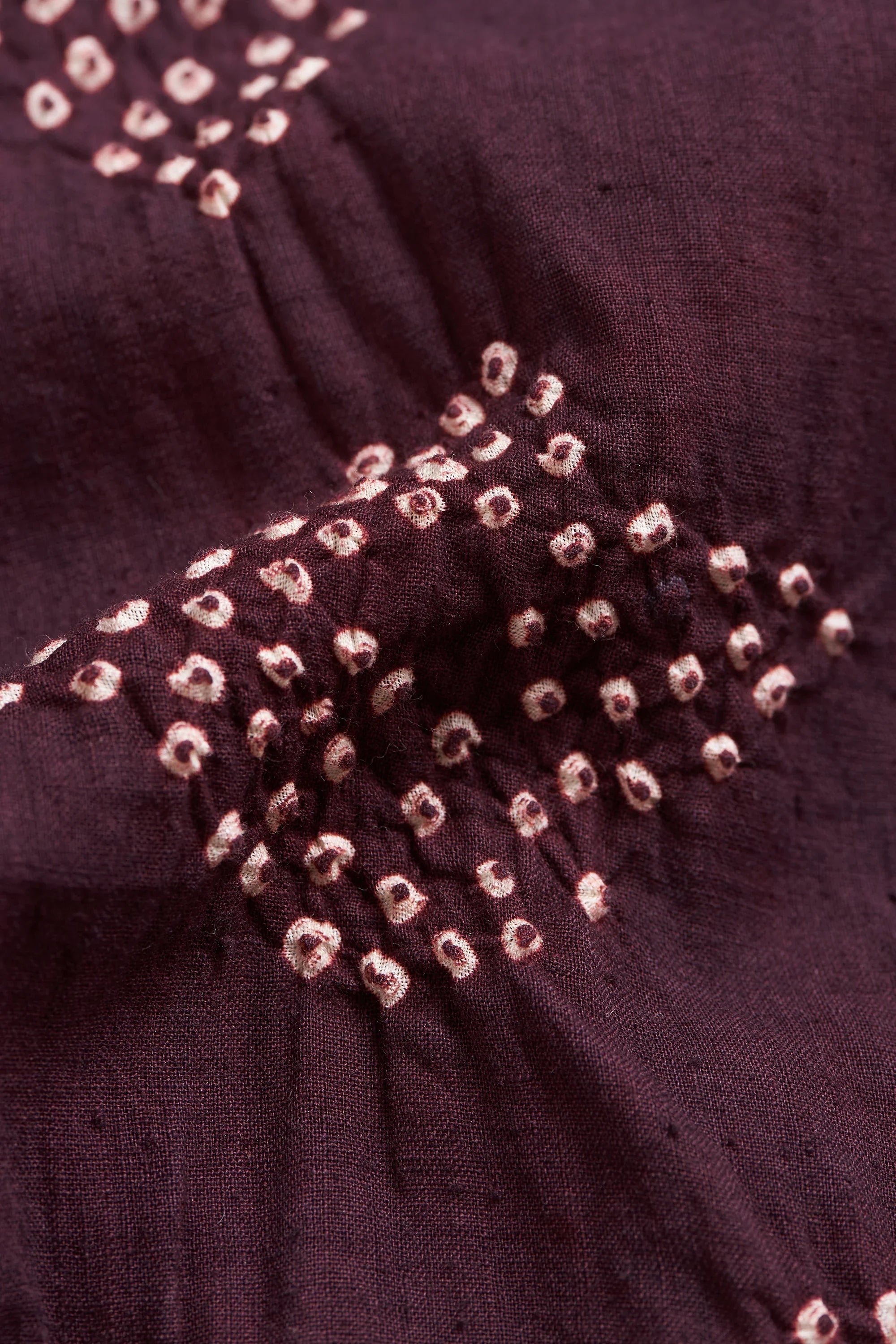 Cotton Bandhani Shirt in Purple Red