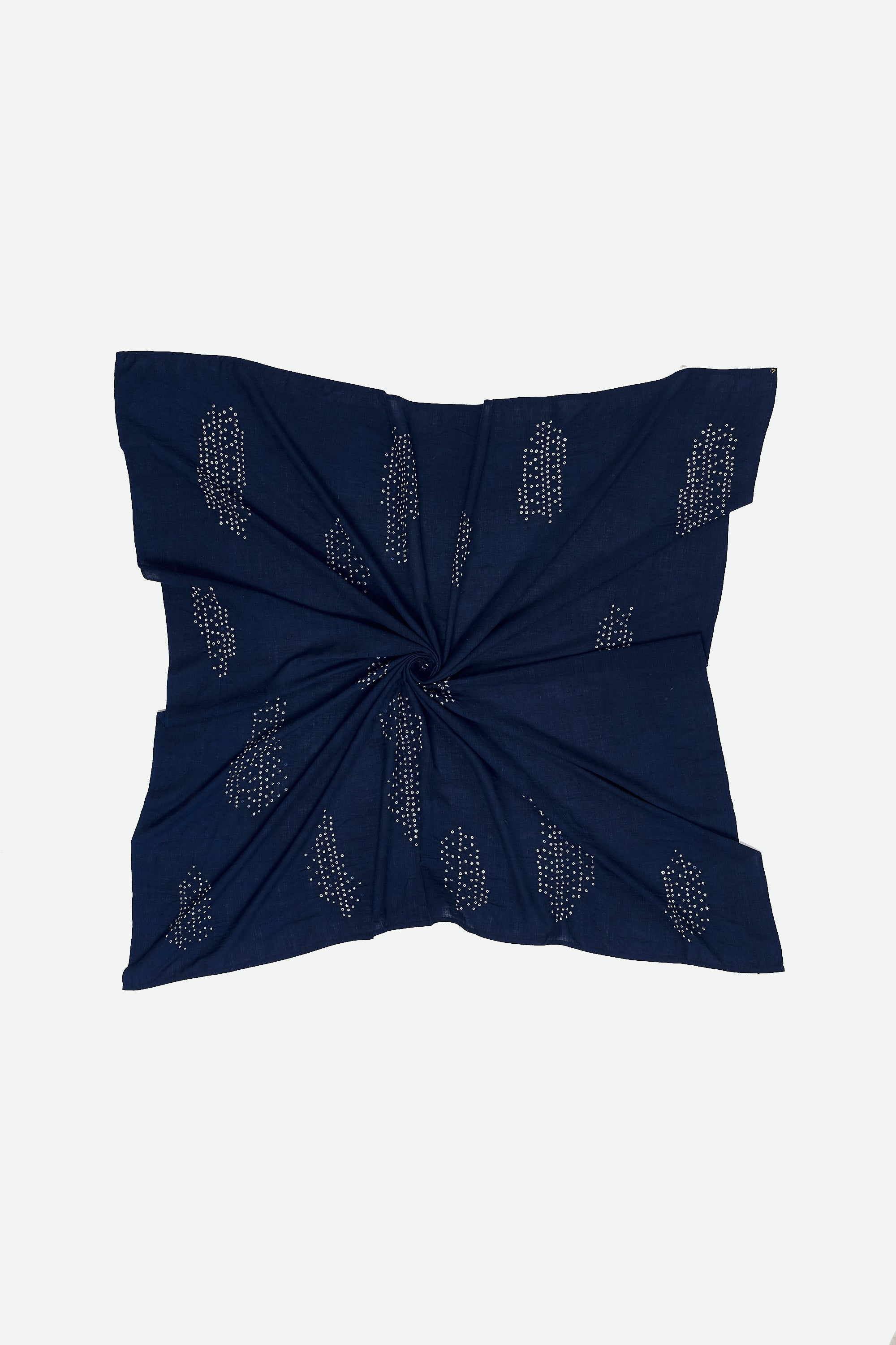 INDIGO COTTON BANDHANI MOTIF SMALL SCARF