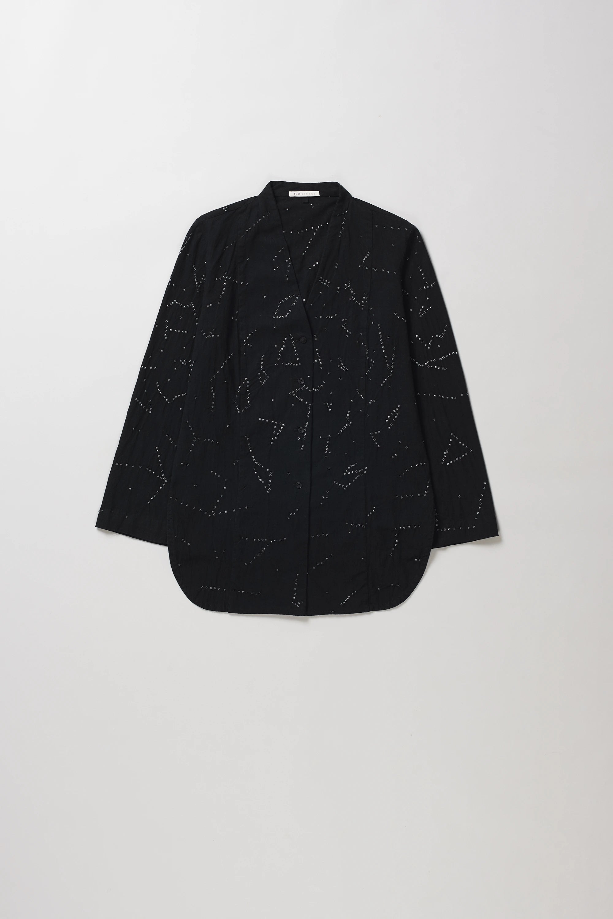 Cotton V Neck Tunic in Black