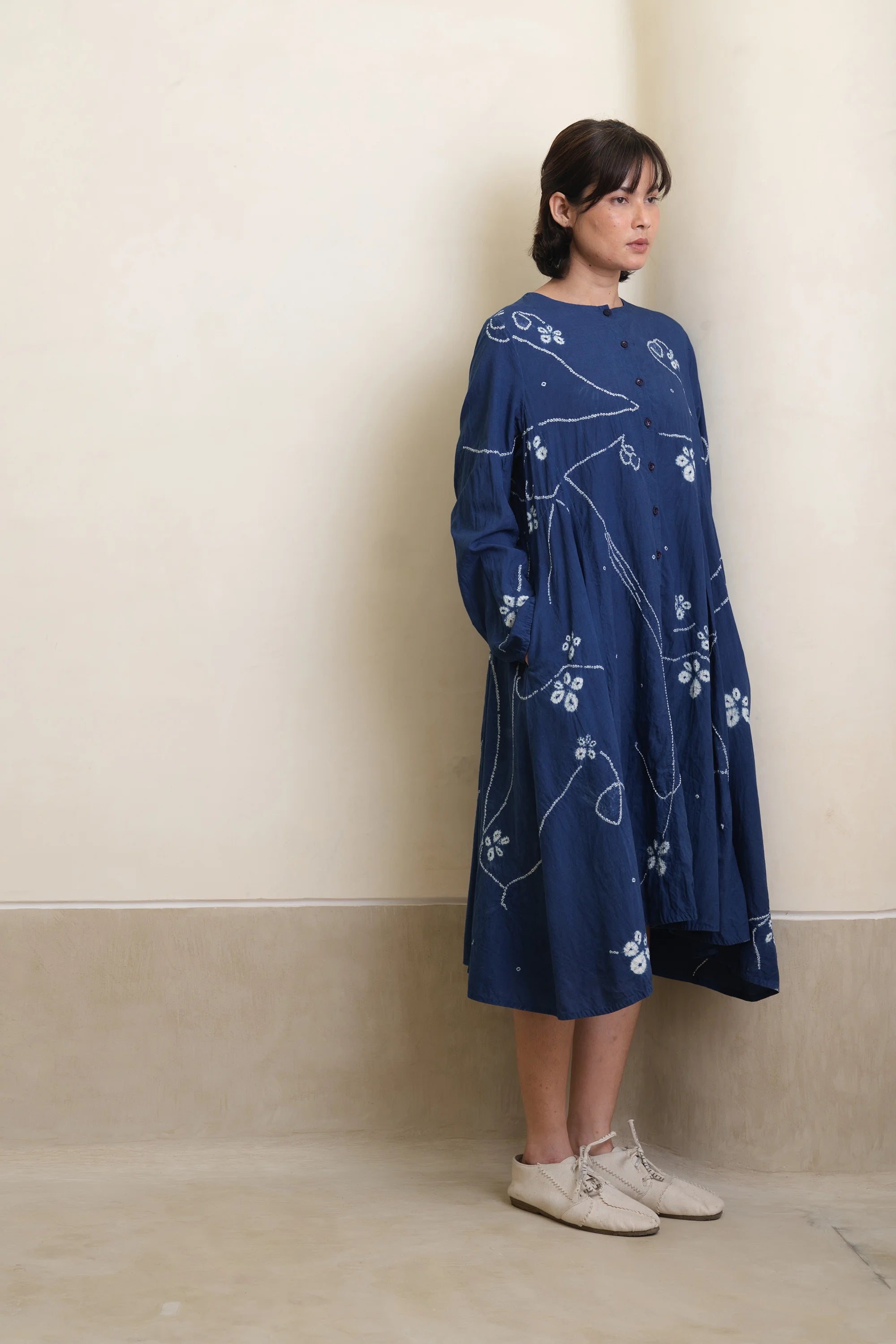 Medium Indigo Bandhani Dress