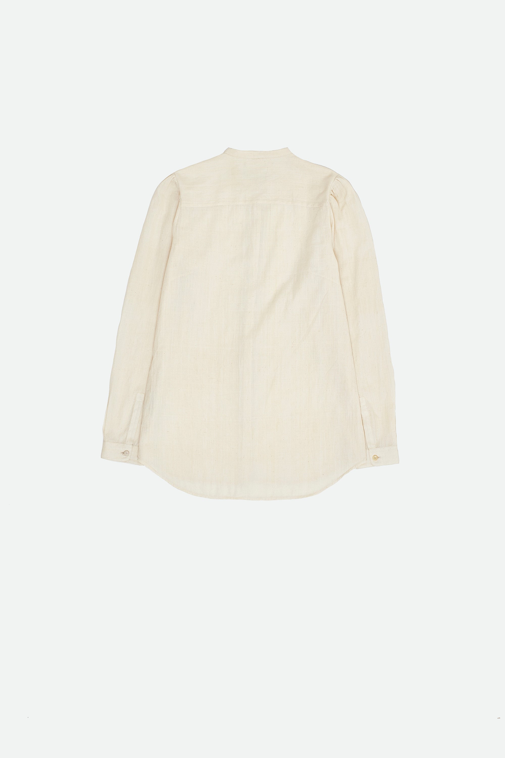 ECRU INDIGENOUS COTTON STAND COLLAR SHIRT