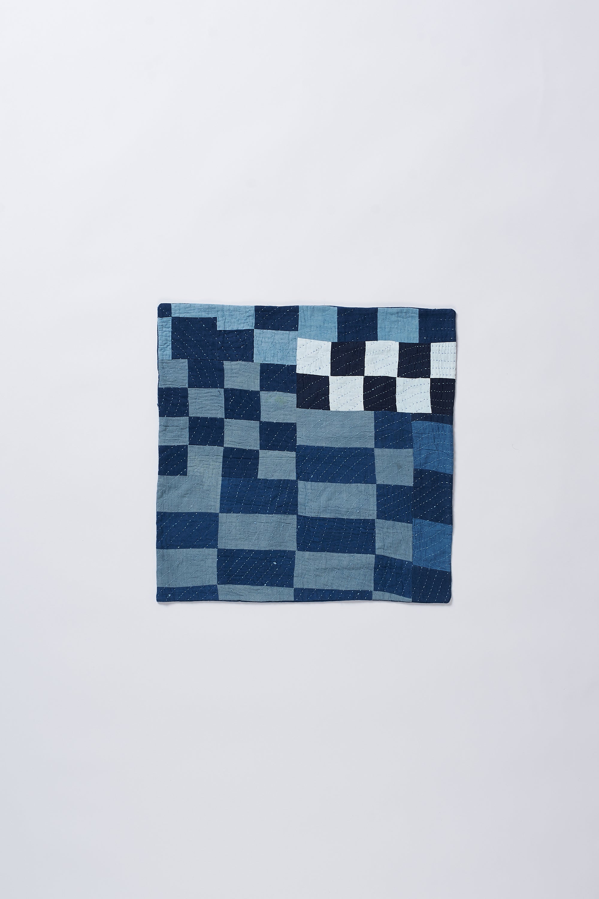 Patchwork Kantha Cushion Cover in Shades Of Indigo