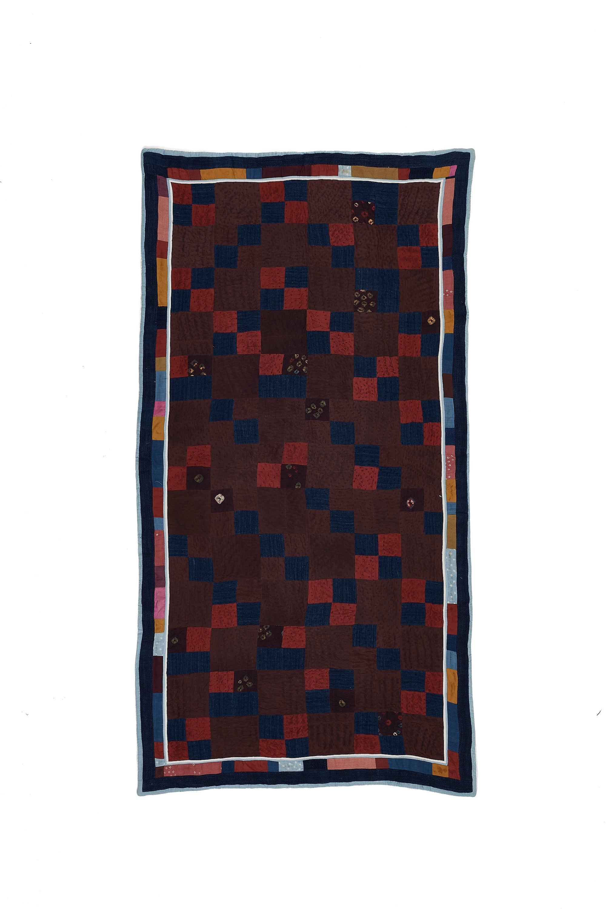 Hand Embroidered Patchwork Quilt in Shades Of Wine