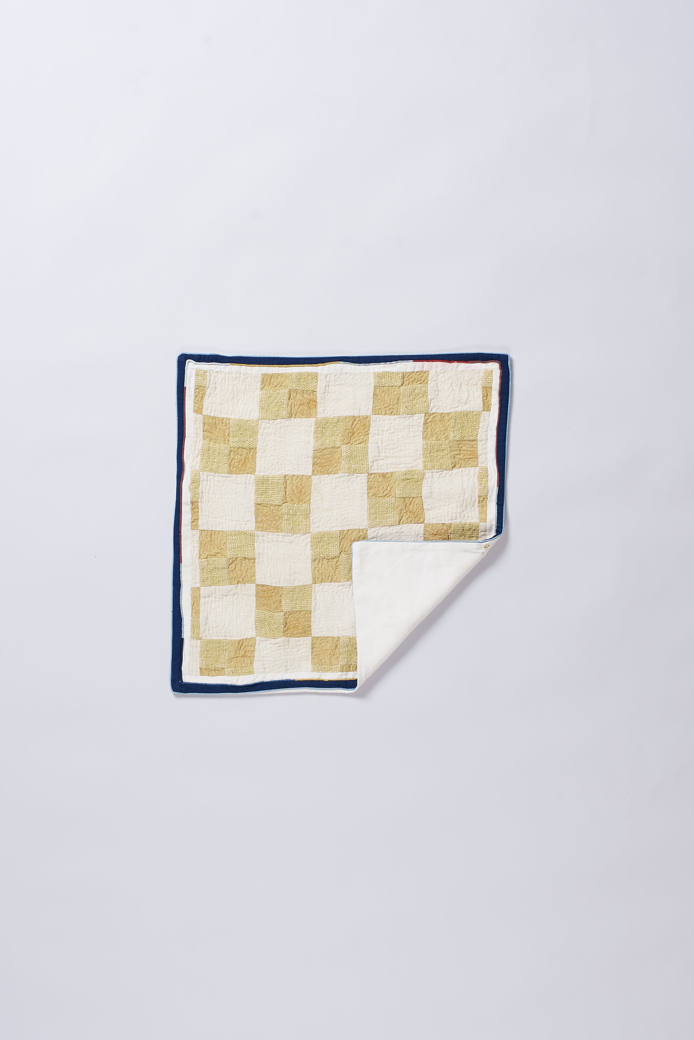 PATCHWORK KANTHA CUSHION COVER IN SHADES OF ECRU