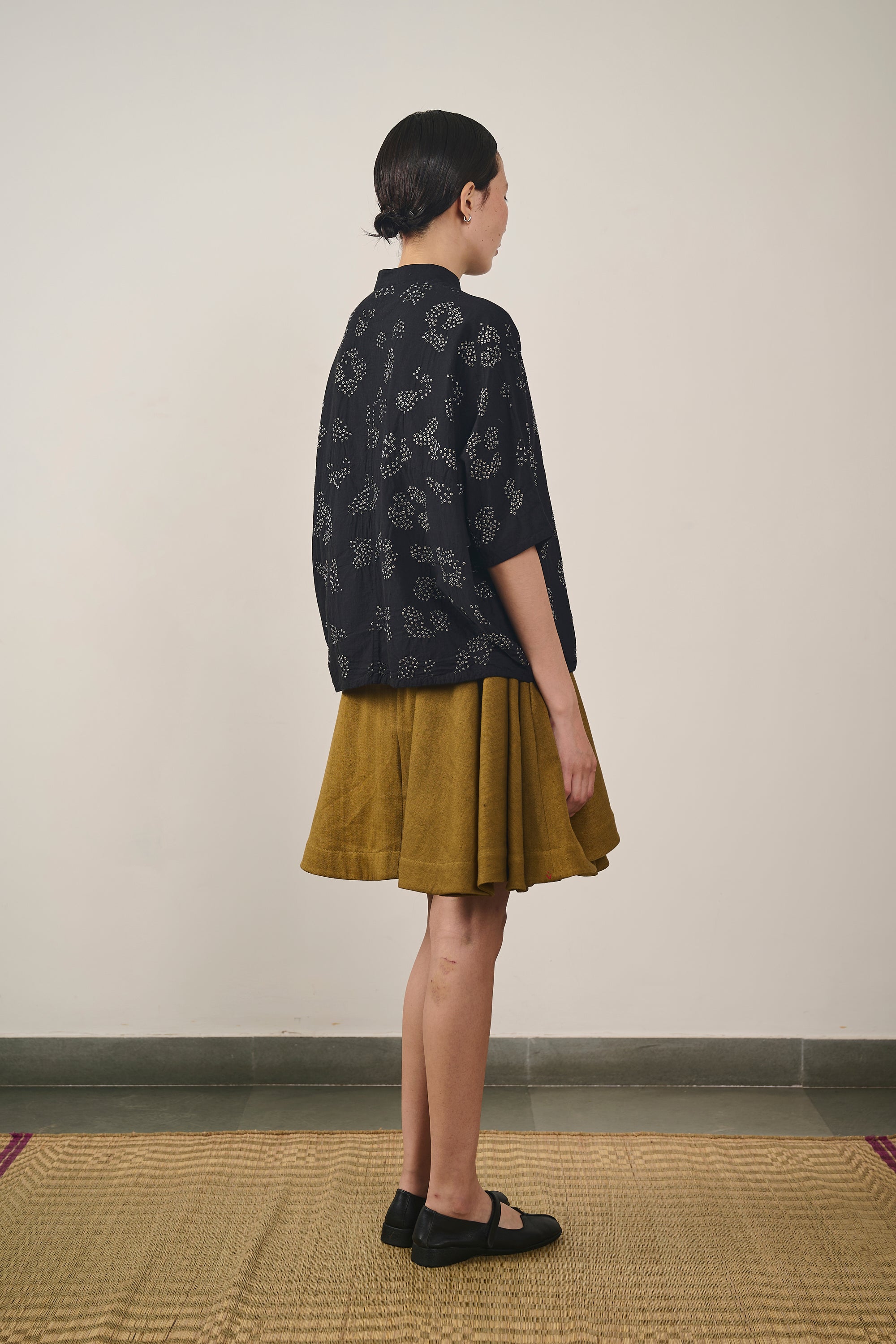 BLACK FINE COTTON BANDHANI SHIRT