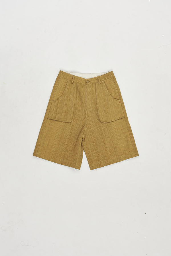 FLAXEN YELLOW CARGO INSPIRED HAND SPUN DENIM SHORTS