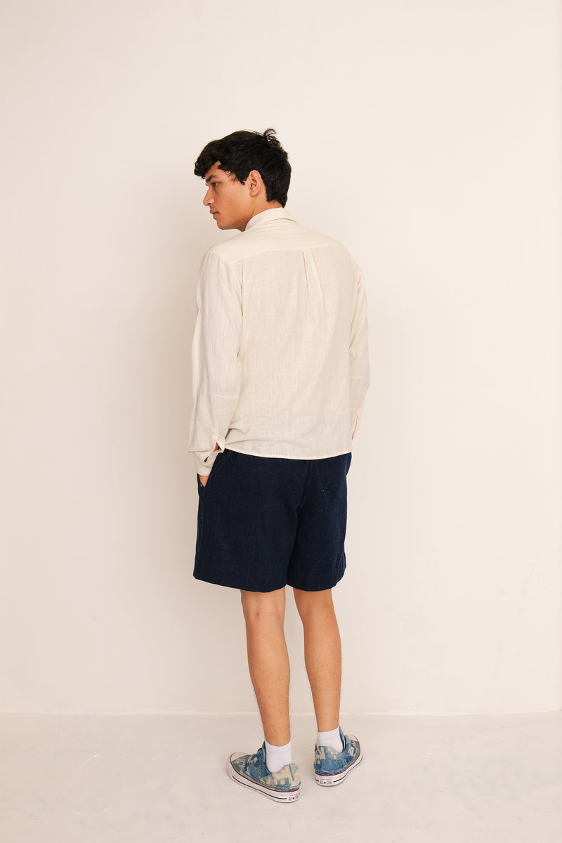 NATURAL INDIGO COTTON UNISEX SHORTS