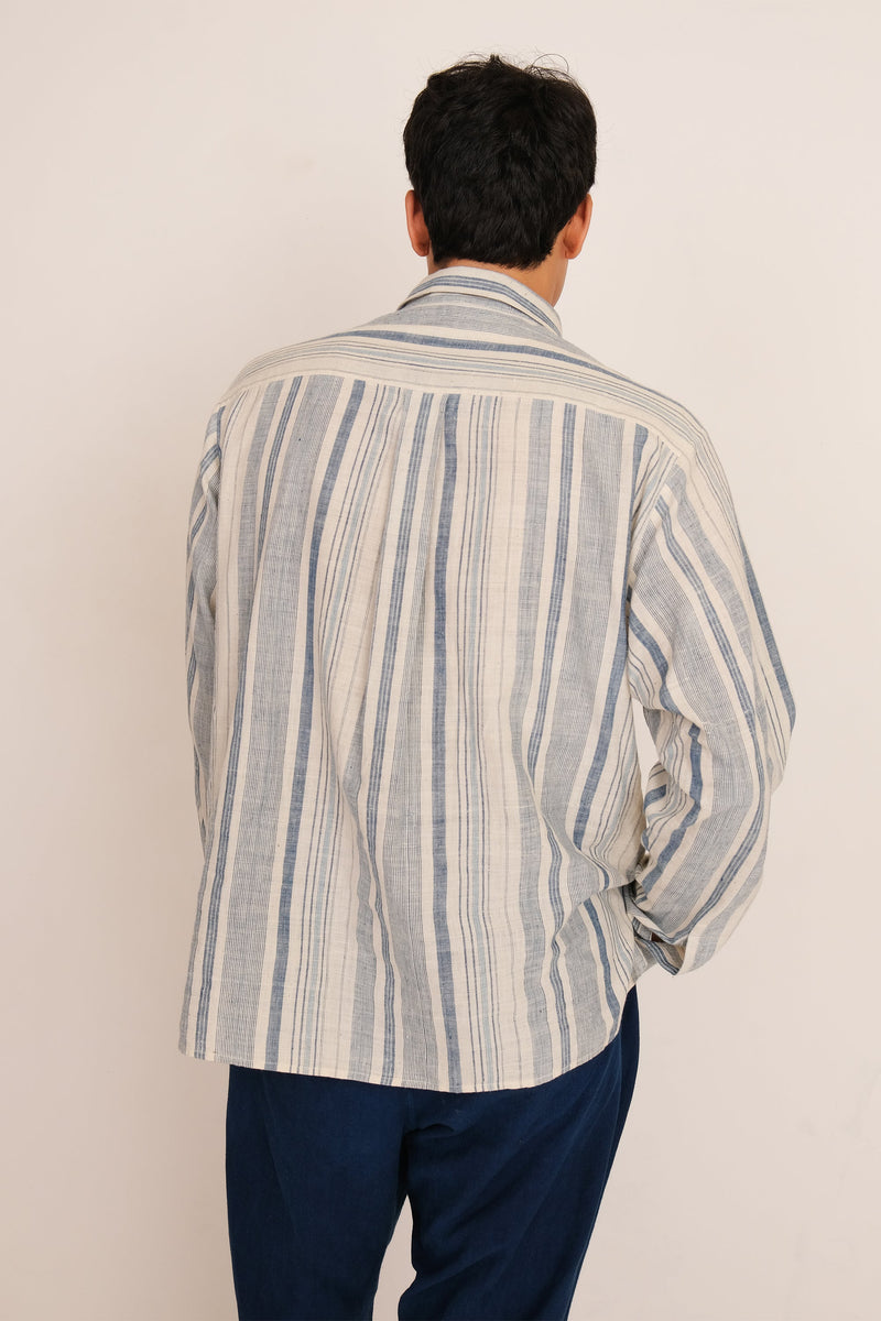 INDIGO YARN DYED COTTON UNISEX SHIRT