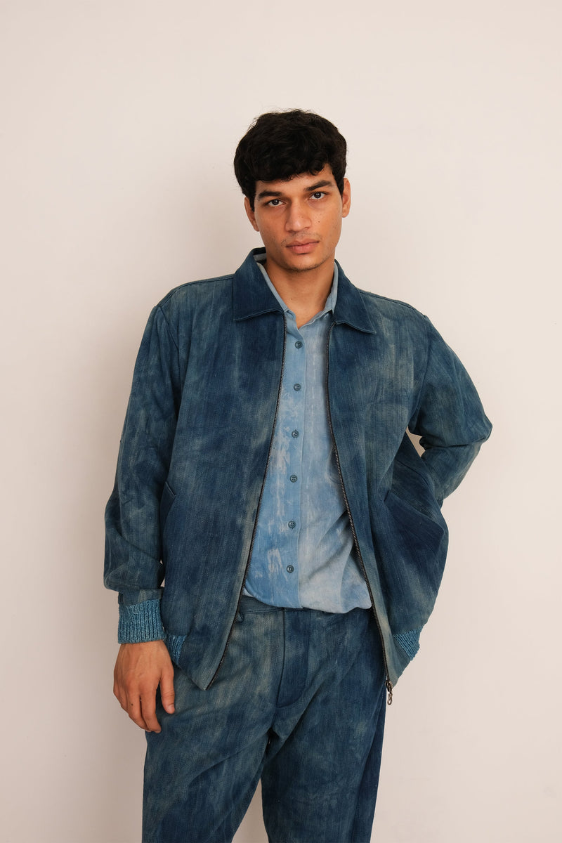 INDIGO WASHED HANDWOVEN DENIM JACKET