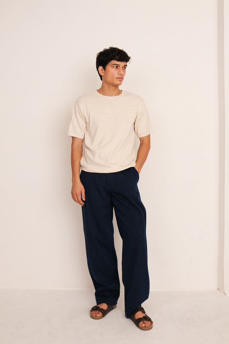 NATURAL INDIGO HANDSPUN DENIM COTTON PANT