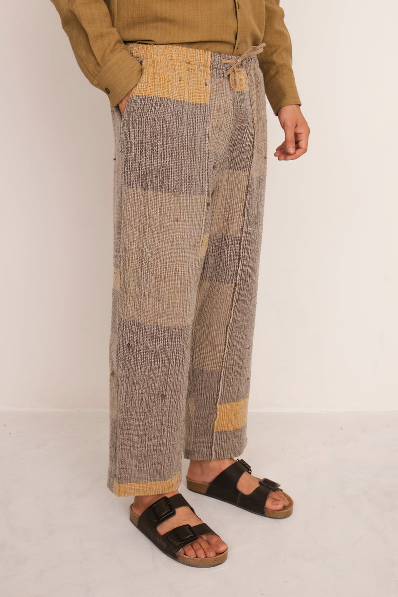 PATCHWORKED UNISEX COTTON SILK MADE PANTS