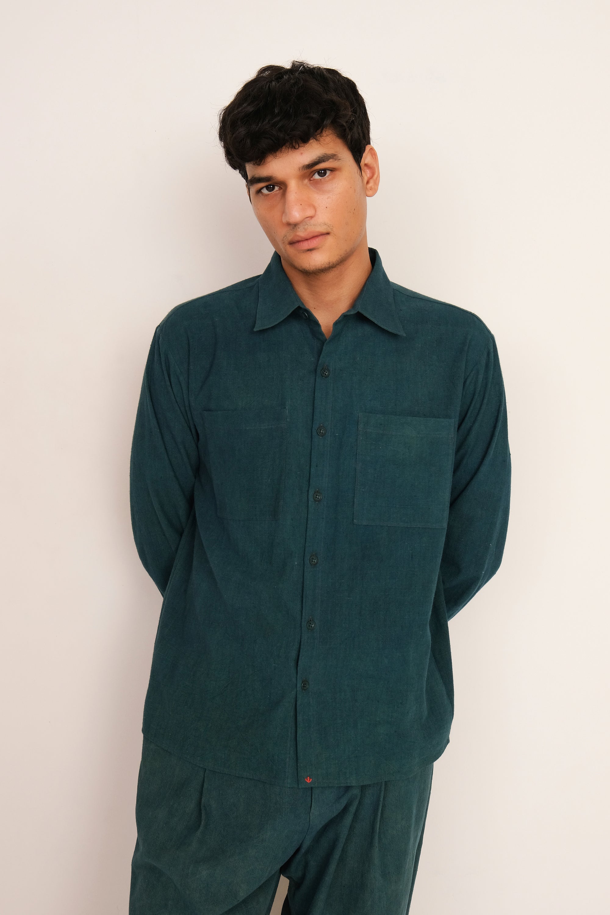 BOTTLE GREEN FINE COTTON SHIRT