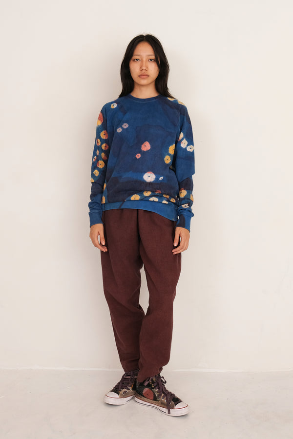 INDIGO HAND PAINTED & BANDHANI SWEATSHIRT