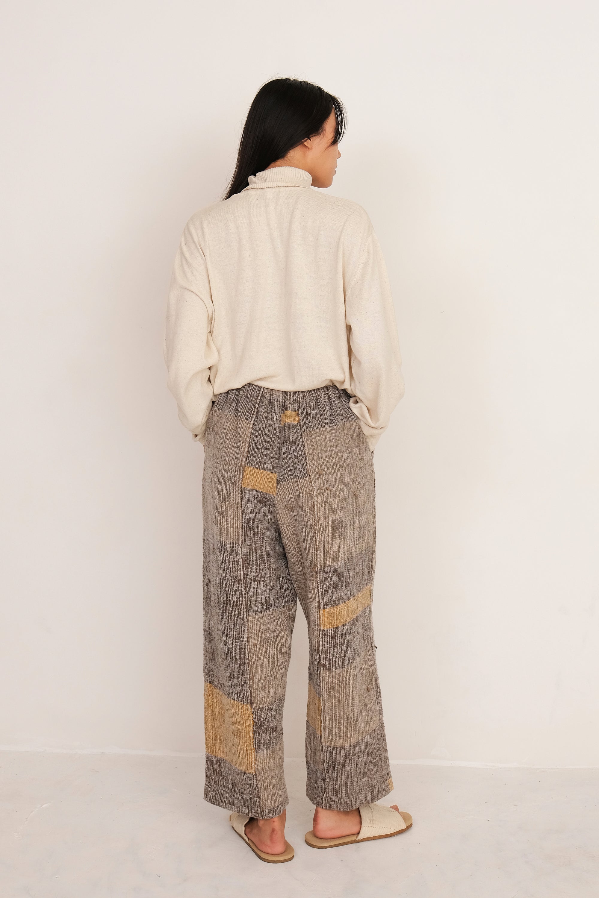 PATCHWORKED UNISEX COTTON SILK MADE PANTS