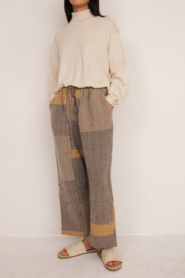 PATCHWORKED UNISEX COTTON SILK MADE PANTS