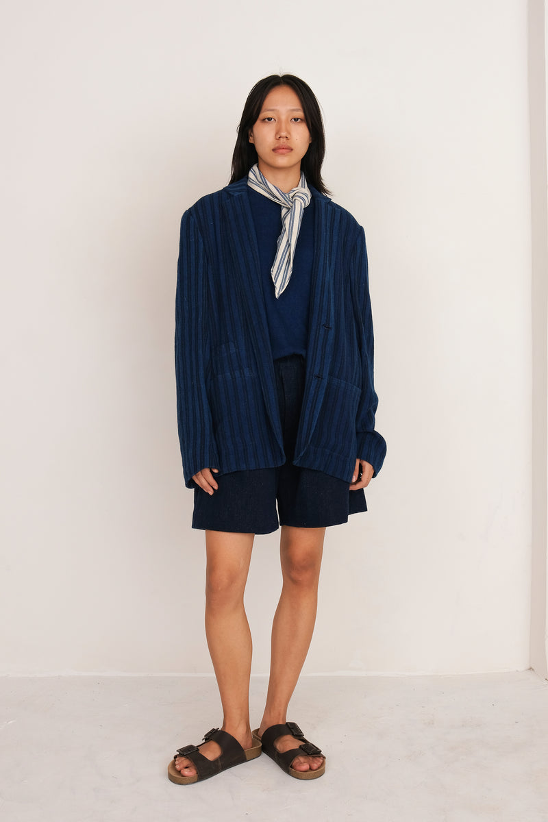 INDIGO OVERSIZED YARN DYED JACKET