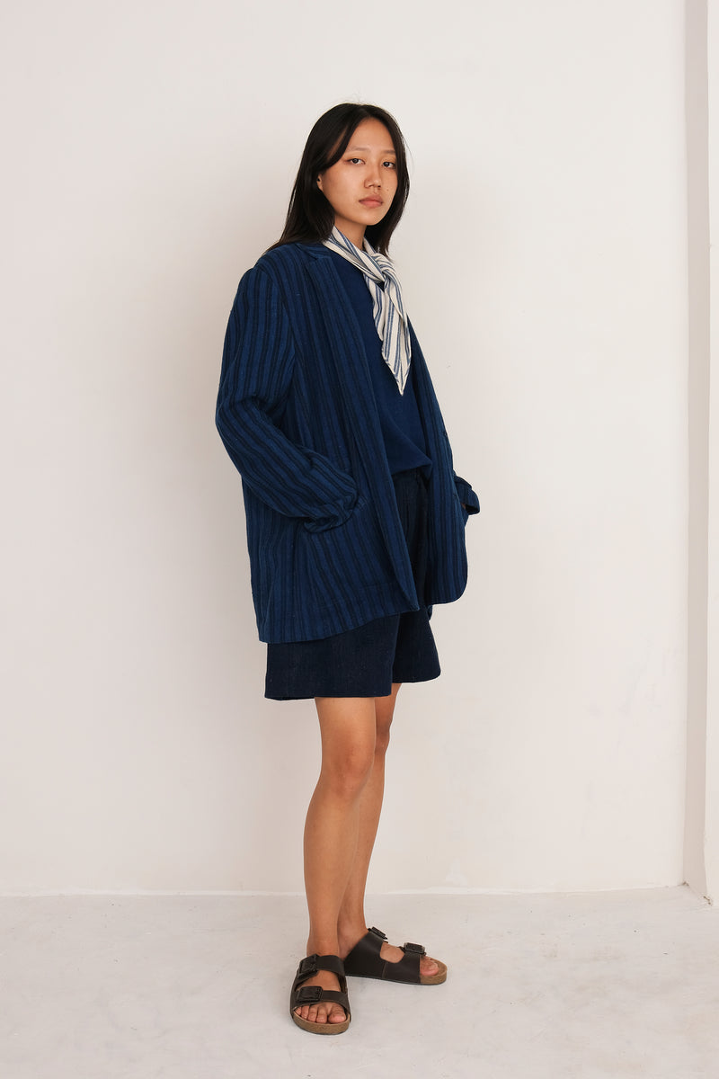 INDIGO OVERSIZED YARN DYED JACKET