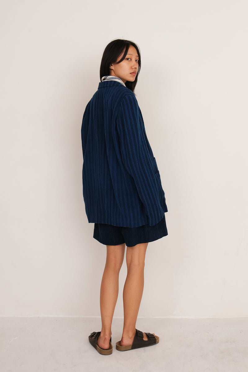 INDIGO OVERSIZED YARN DYED JACKET