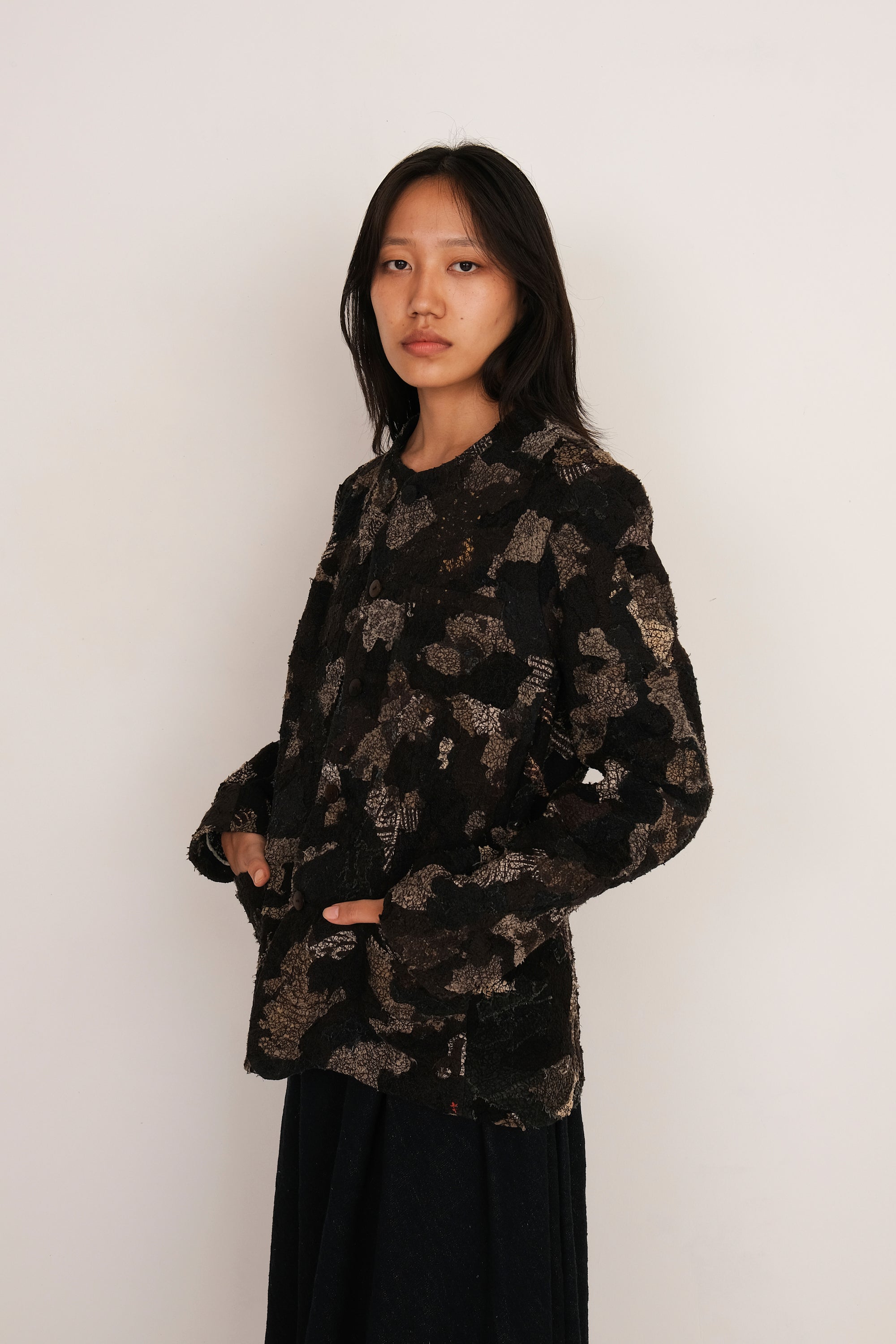 Straight Patchwork Jacket in Charcoal