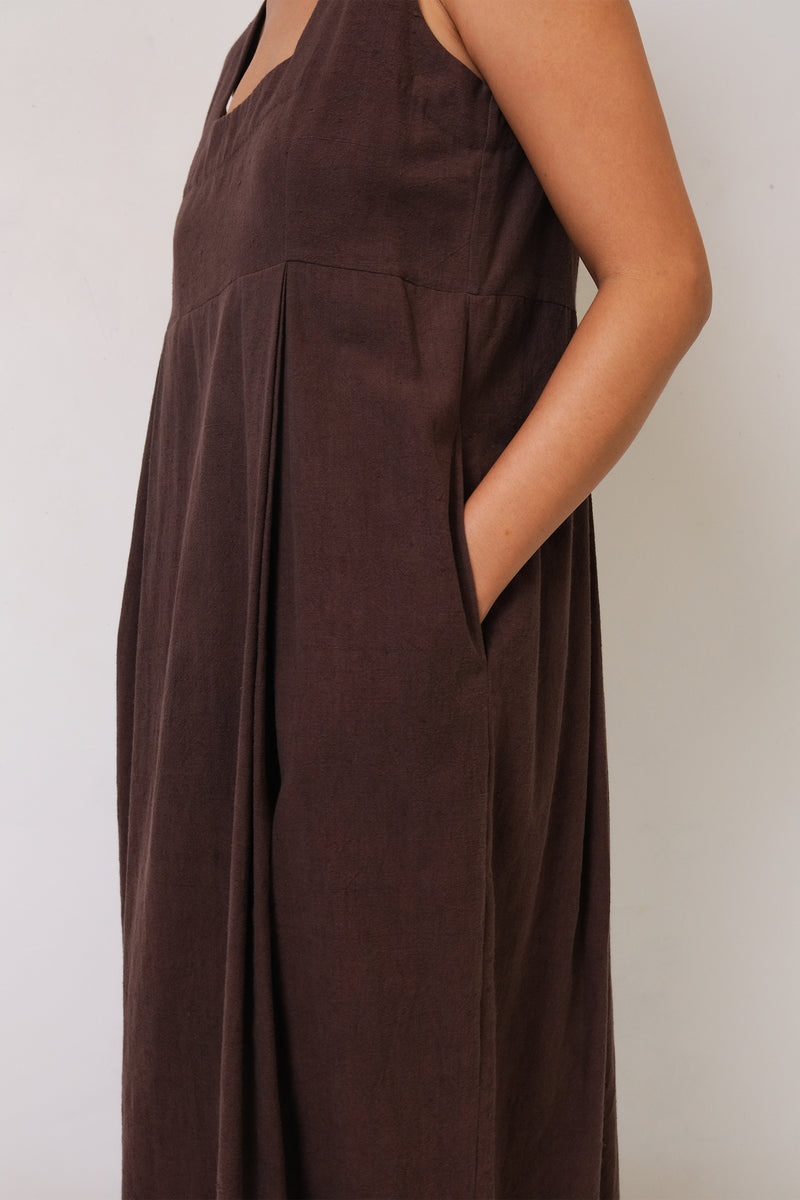 BURNT UMBER SOLID STATEMENT DRESS