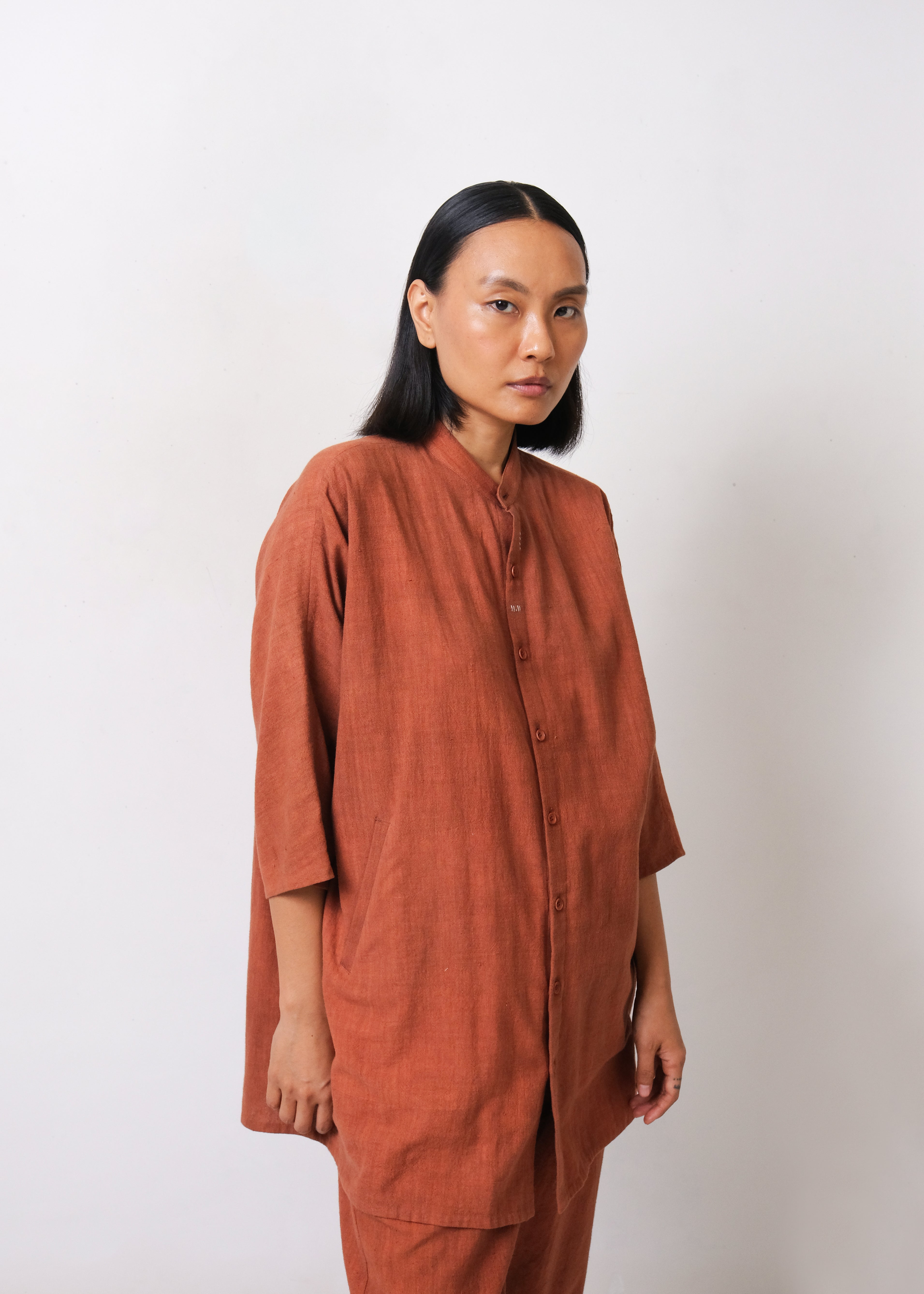 BRICK RED LINEN SHIRT