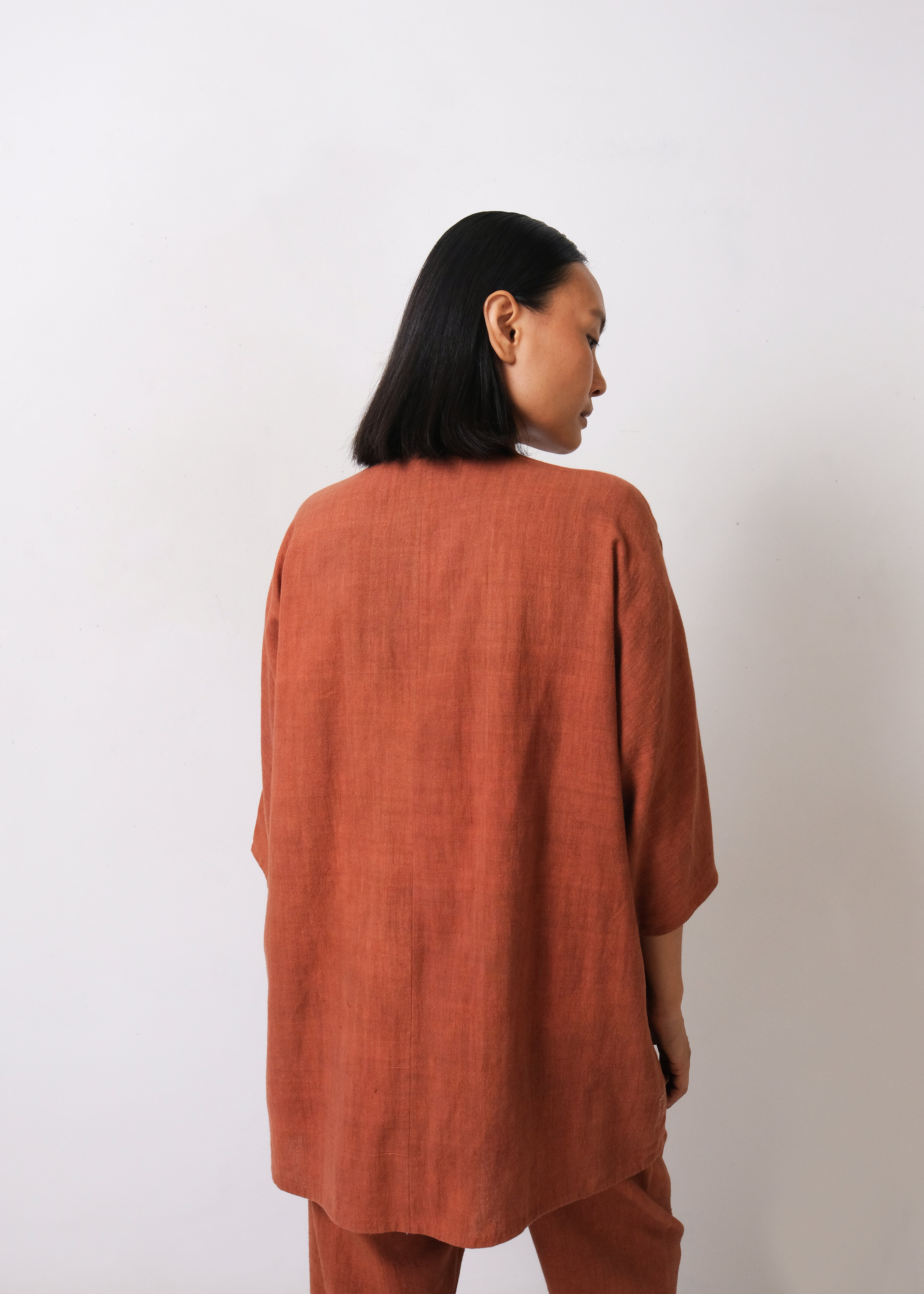 BRICK RED LINEN SHIRT