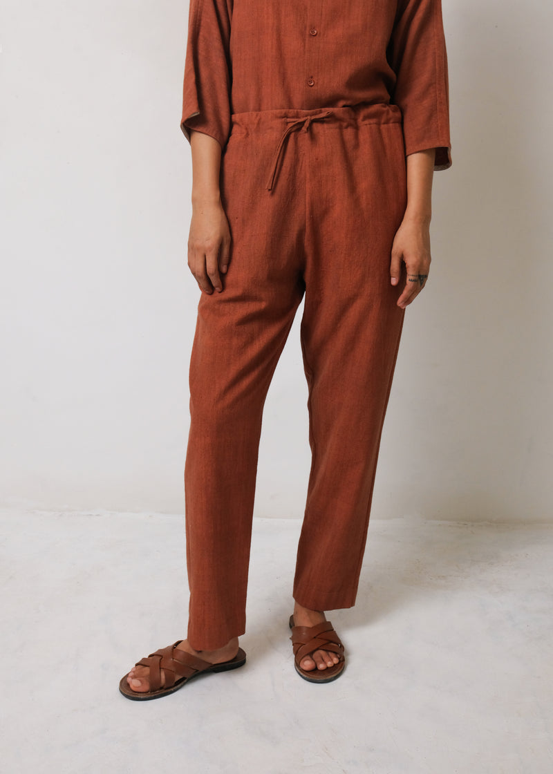 BRICK RED ORGANIC COTTON STRING PANT