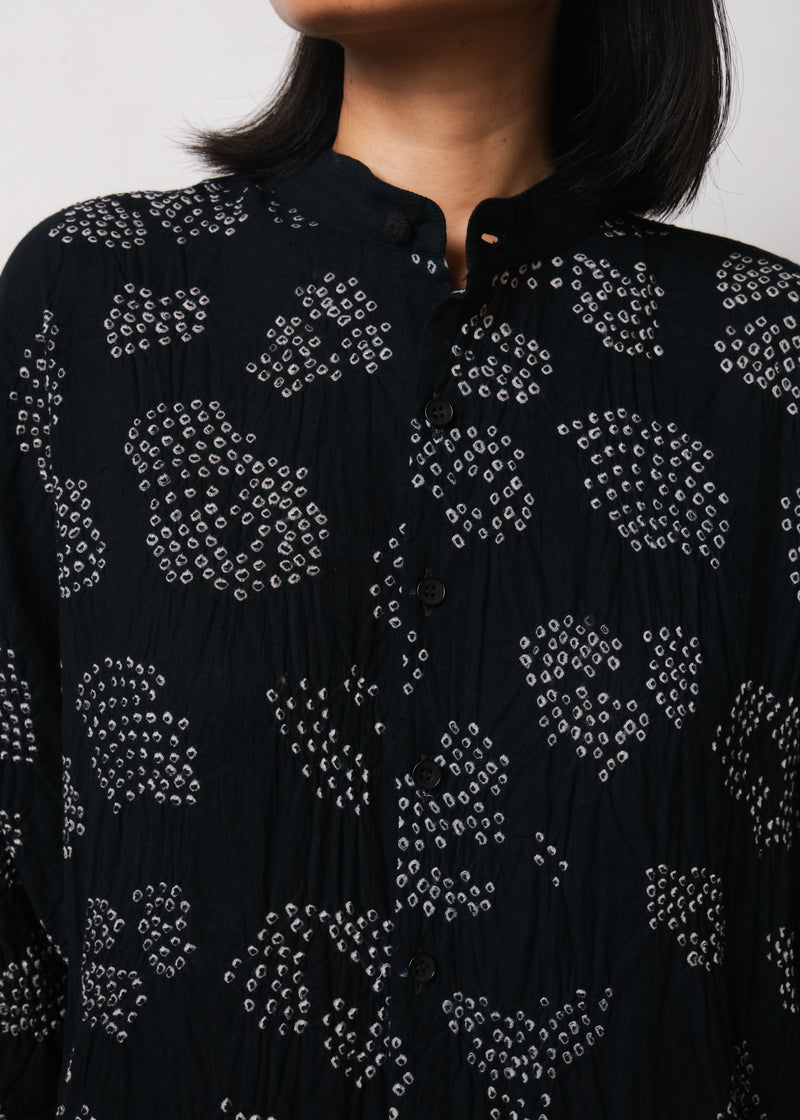 BLACK FINE COTTON BANDHANI SHIRT