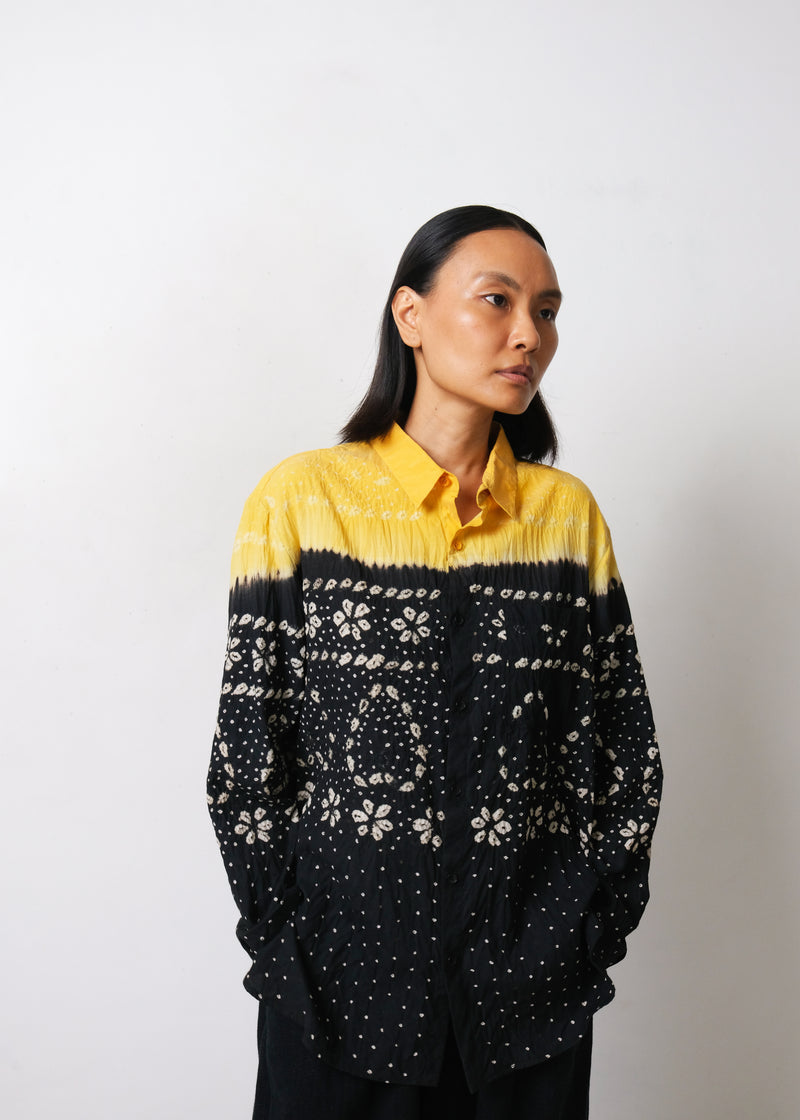 BLACK & YELLOW BANDHANI SHIRT