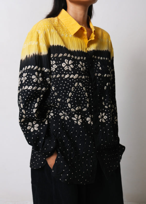 BLACK & YELLOW BANDHANI SHIRT