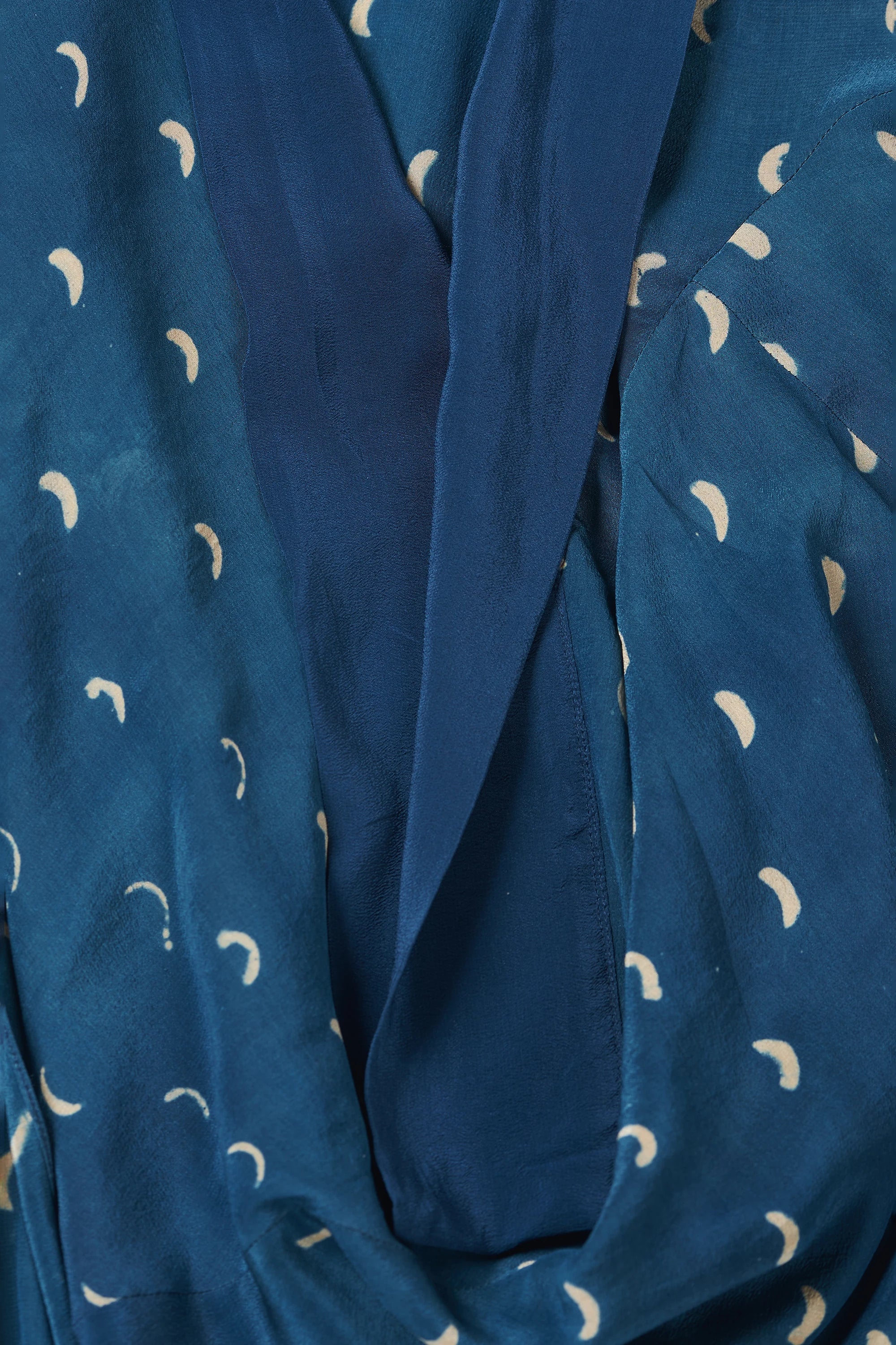 Vingilsel Drape Dress In Silk with Block Print