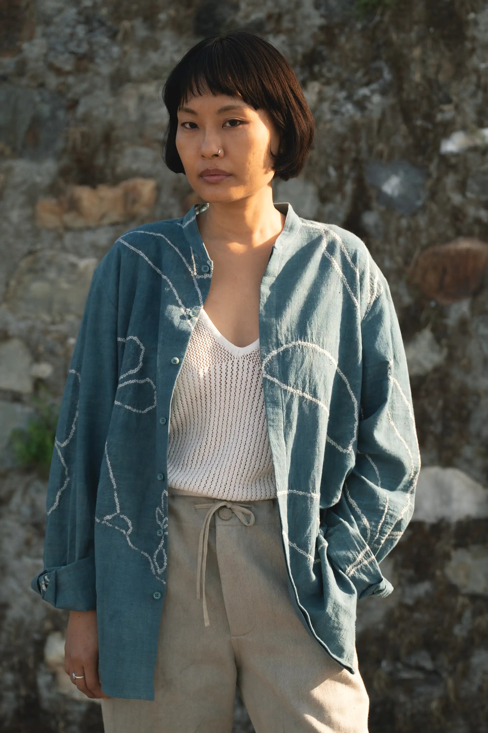 Shirt Handspun Cotton with Sargam Bandhani