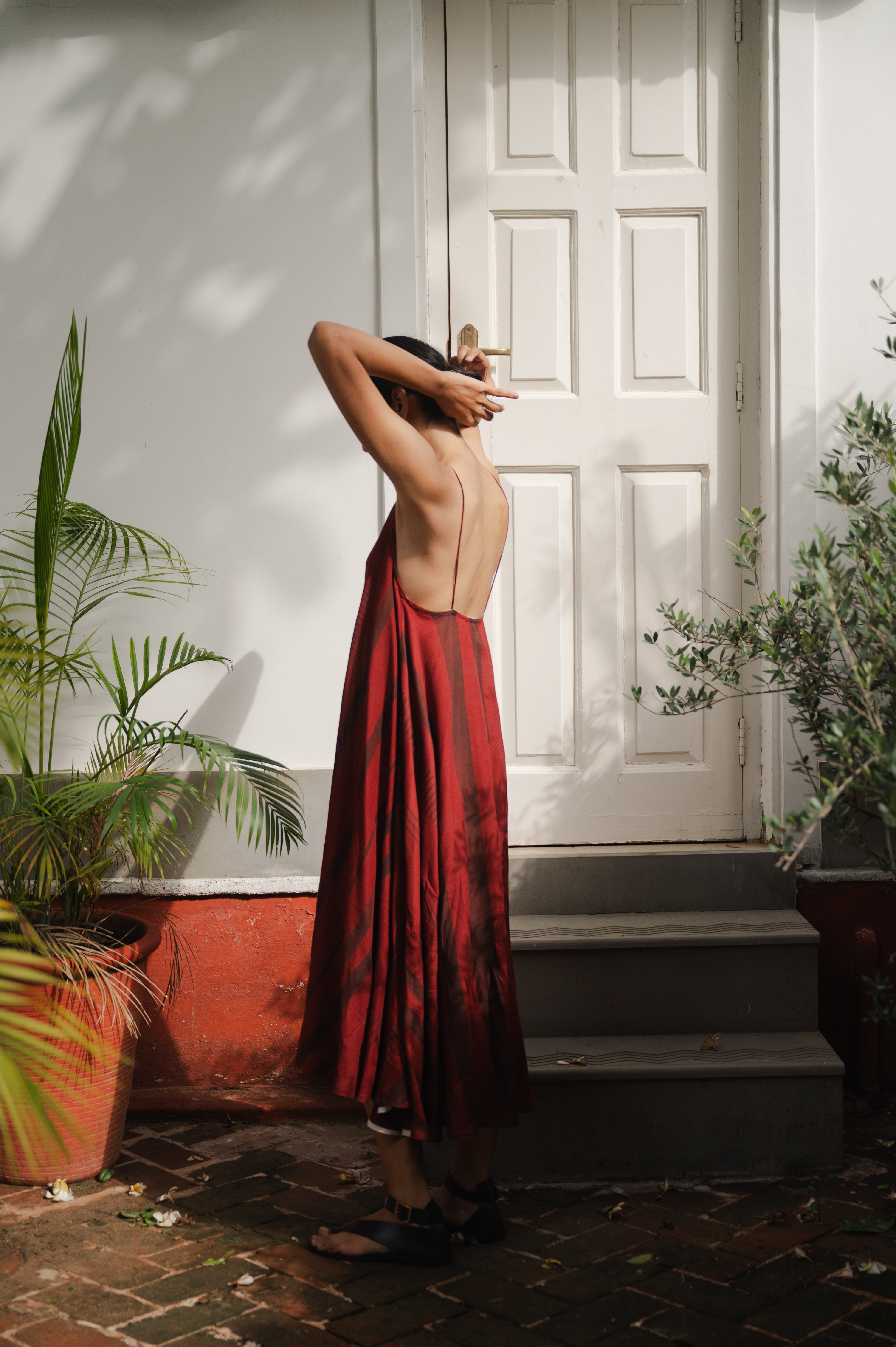 BLOCK PRINTED STRAPPY DRESS