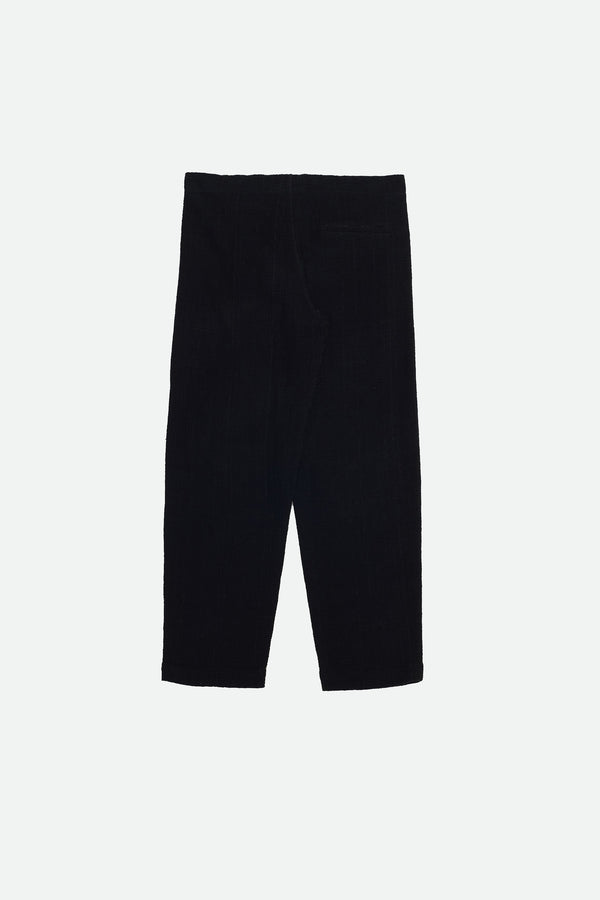 BLACK UNISEX DRAWSTRING TEXTURED TROUSERS