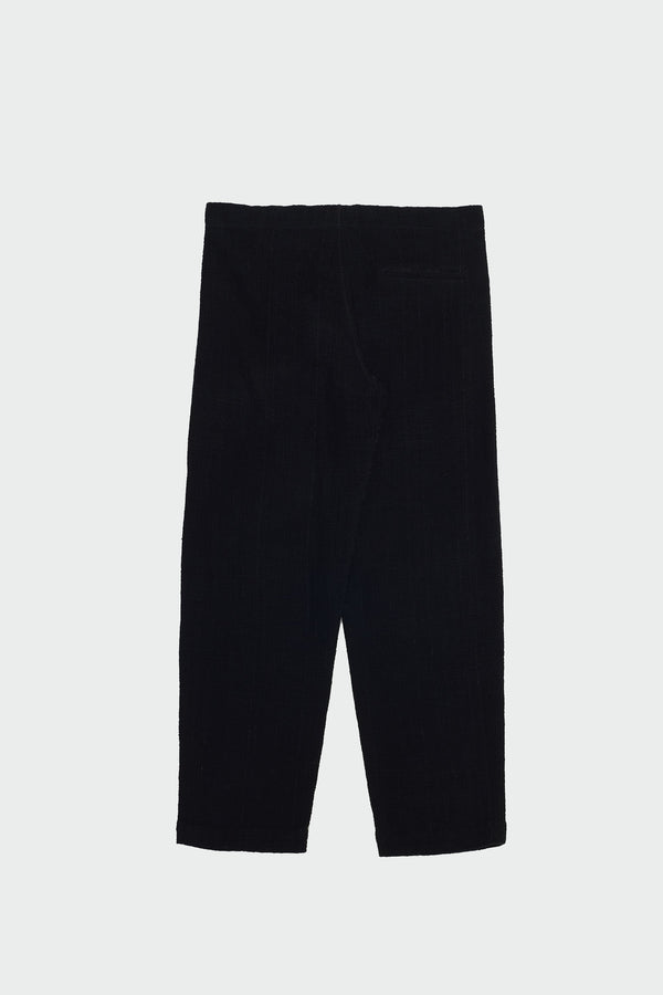 BLACK UNISEX DRAWSTRING TEXTURED TROUSERS