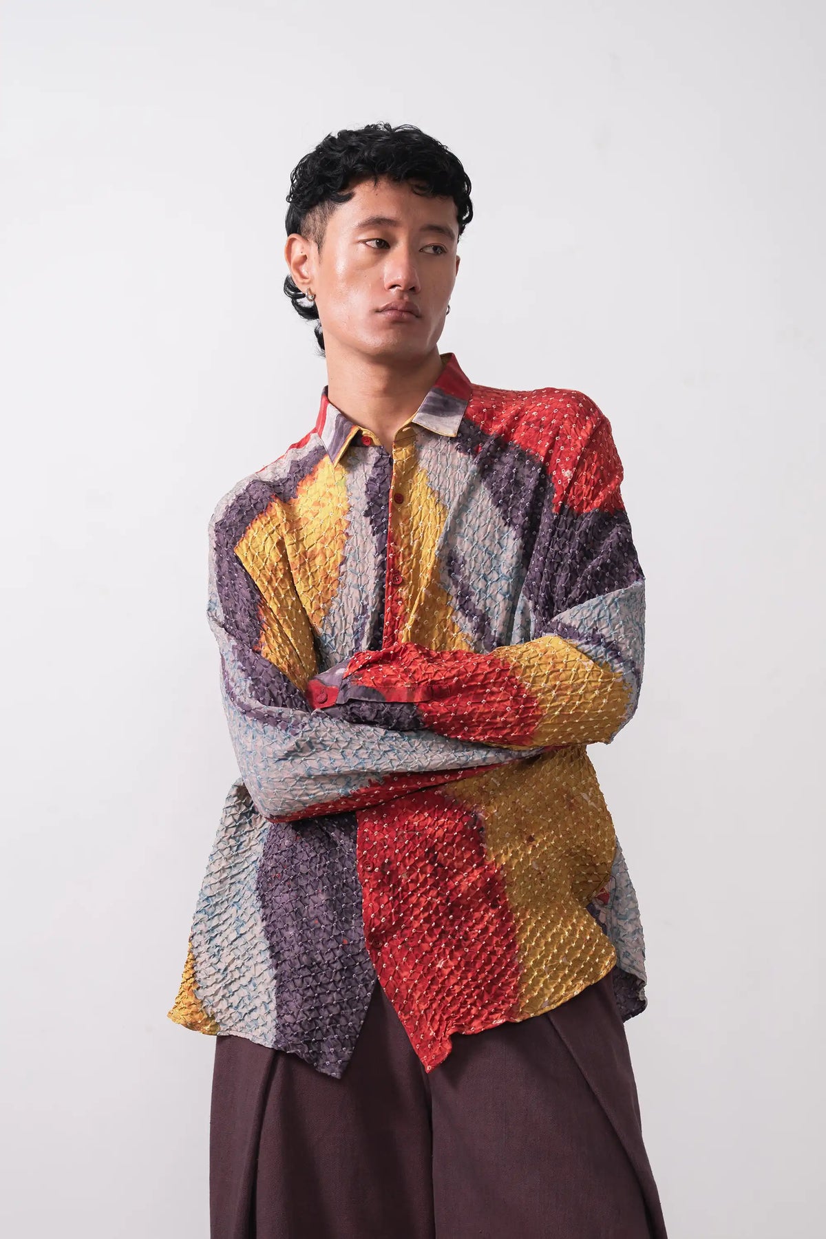 Relaxed Bandhani Shirt in Silk