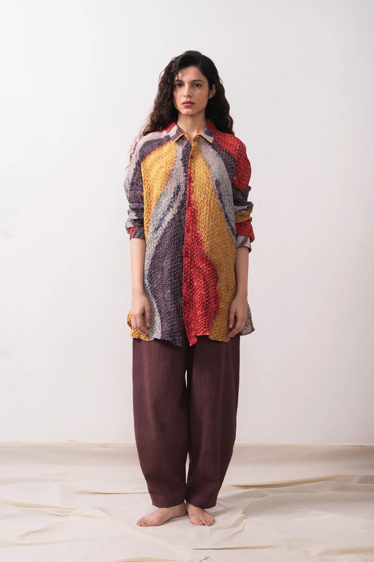 Silk Relaxed Bandhani Shirt