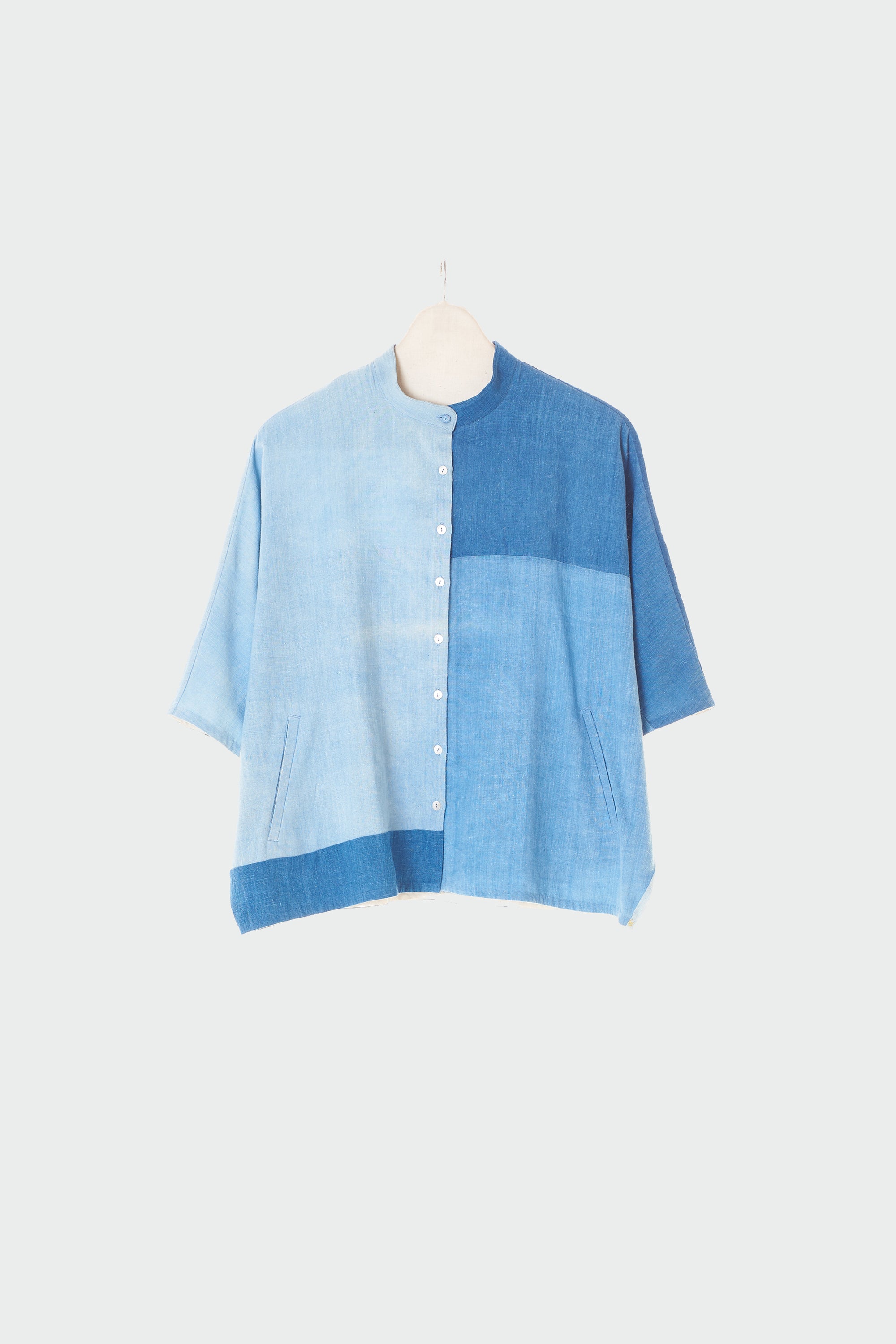 COTTON SHIRT IN SHADES OF INDIGO